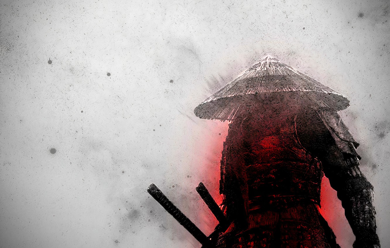 Samurai con katana, rosso-nero, 1332x850 720p, MacBook Air