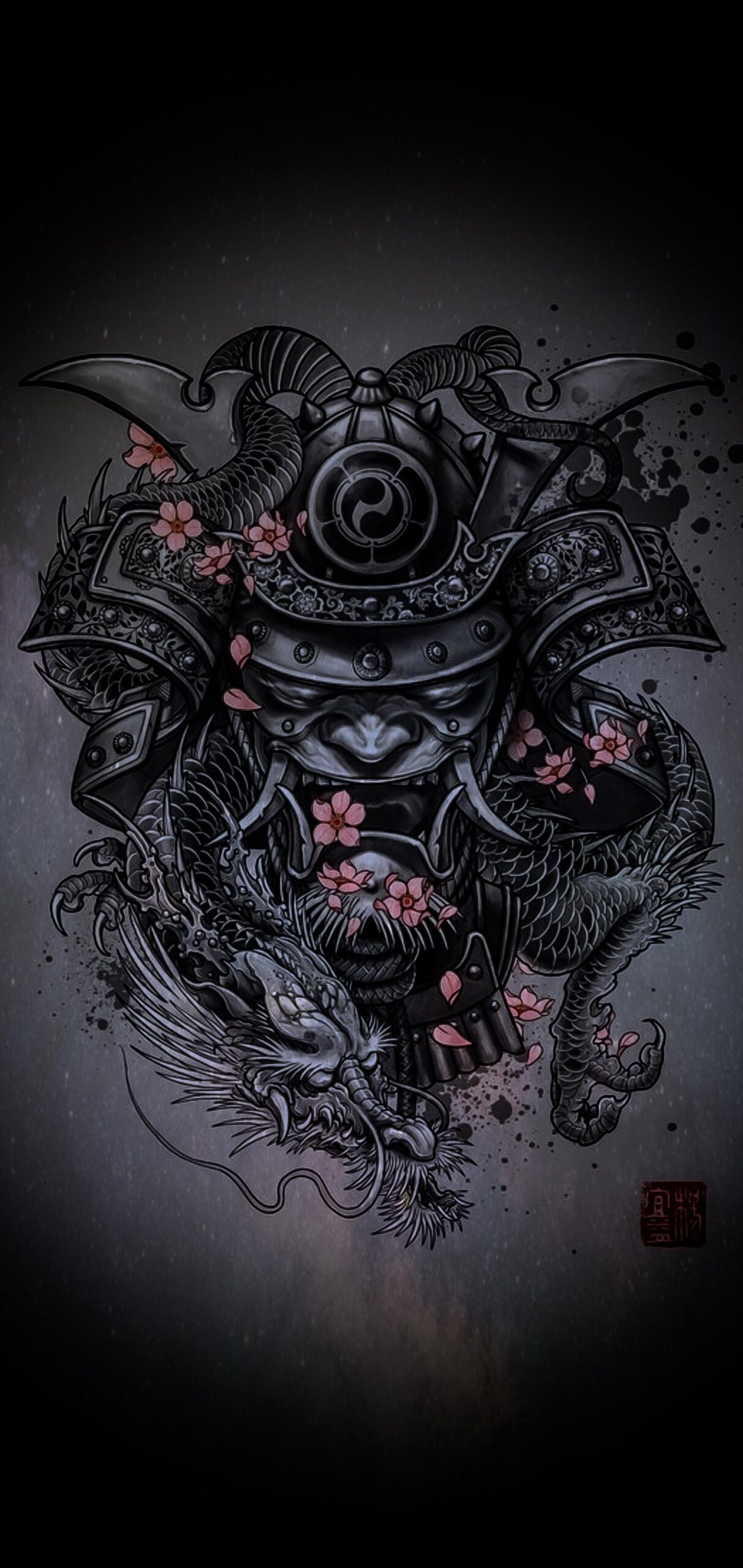 Maschera samurai con drago, 1213x2560 Full HD Verticale, Google Pixel