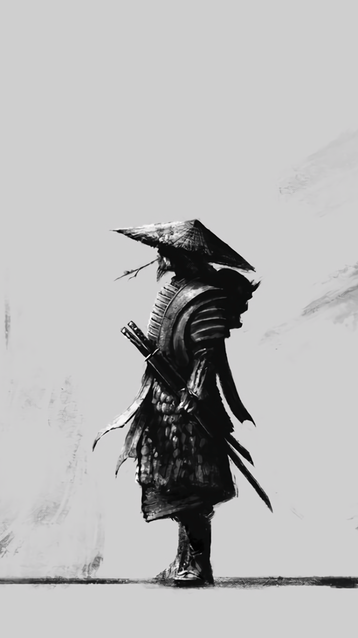 Samurai con cappello di paglia, 720x1280 Verticale, Mobile