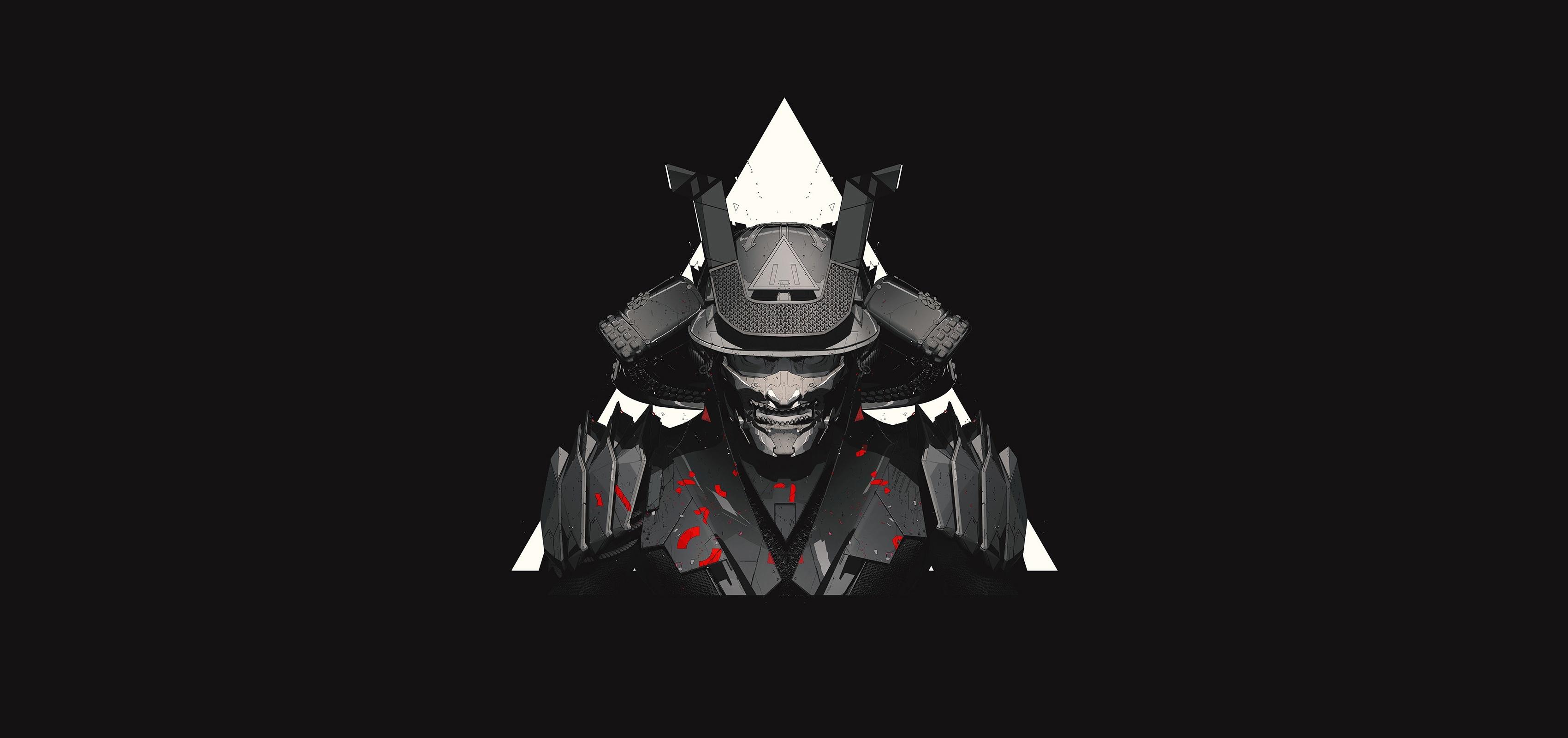 Samurai minimalista casco nero, 3400x1600 WQXGA, PC