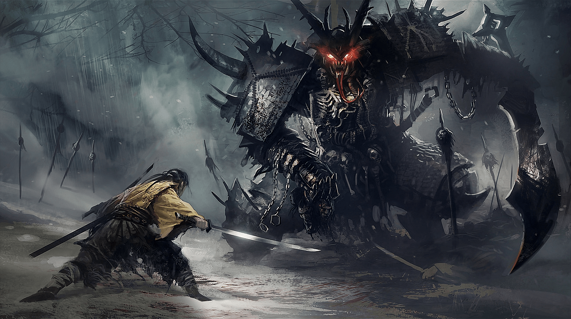 Samurai contro demone oscuro, 1920x1071 Full HD, PC Desktop