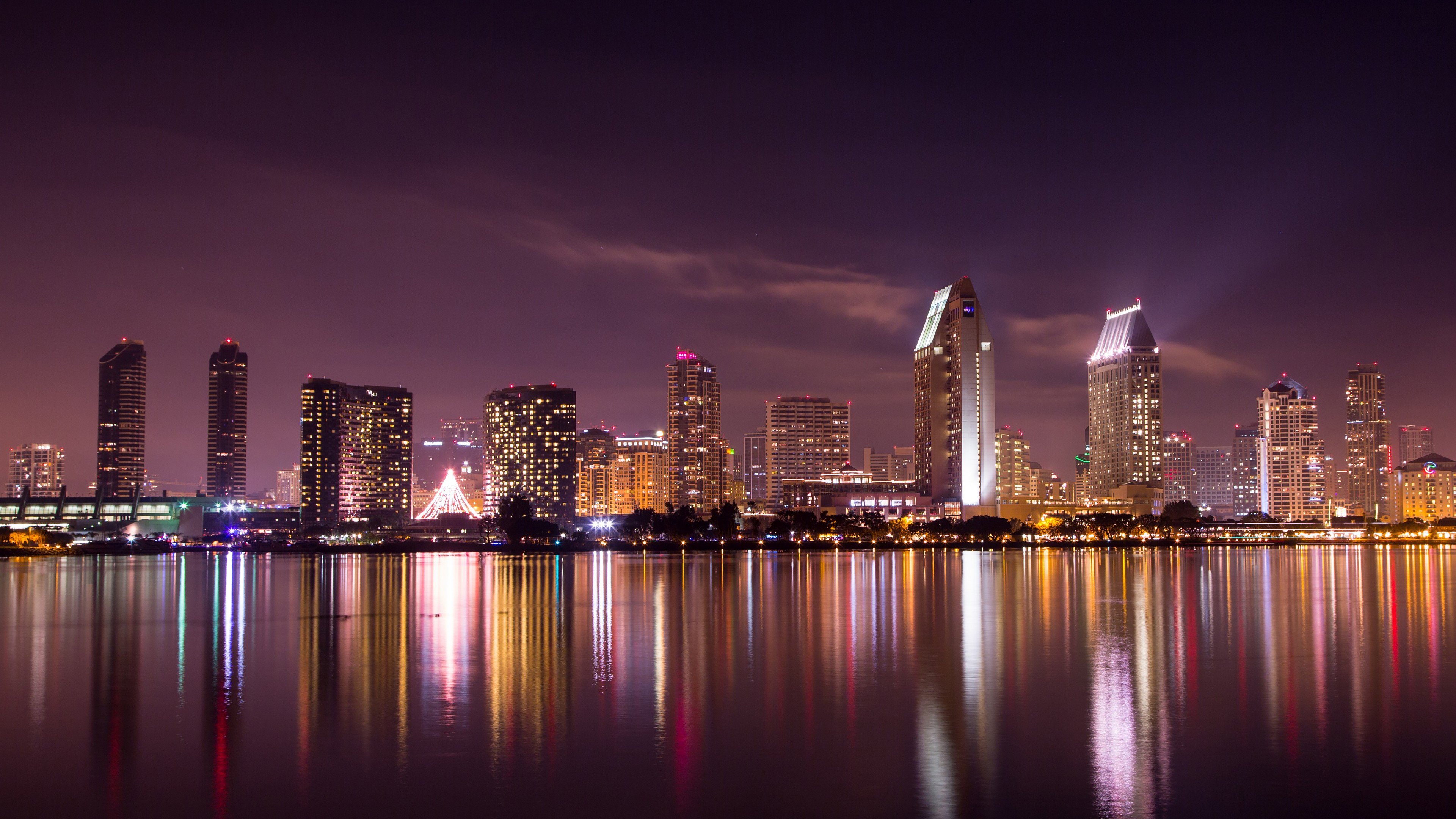 Skyline San Diego notturno, 3840x2160 4K Ultra HD, Monitor 4K