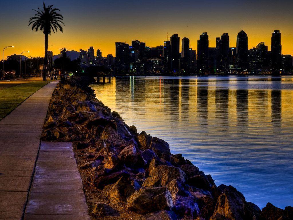 Skyline San Diego al tramonto, 1024x768 HD, Laptop