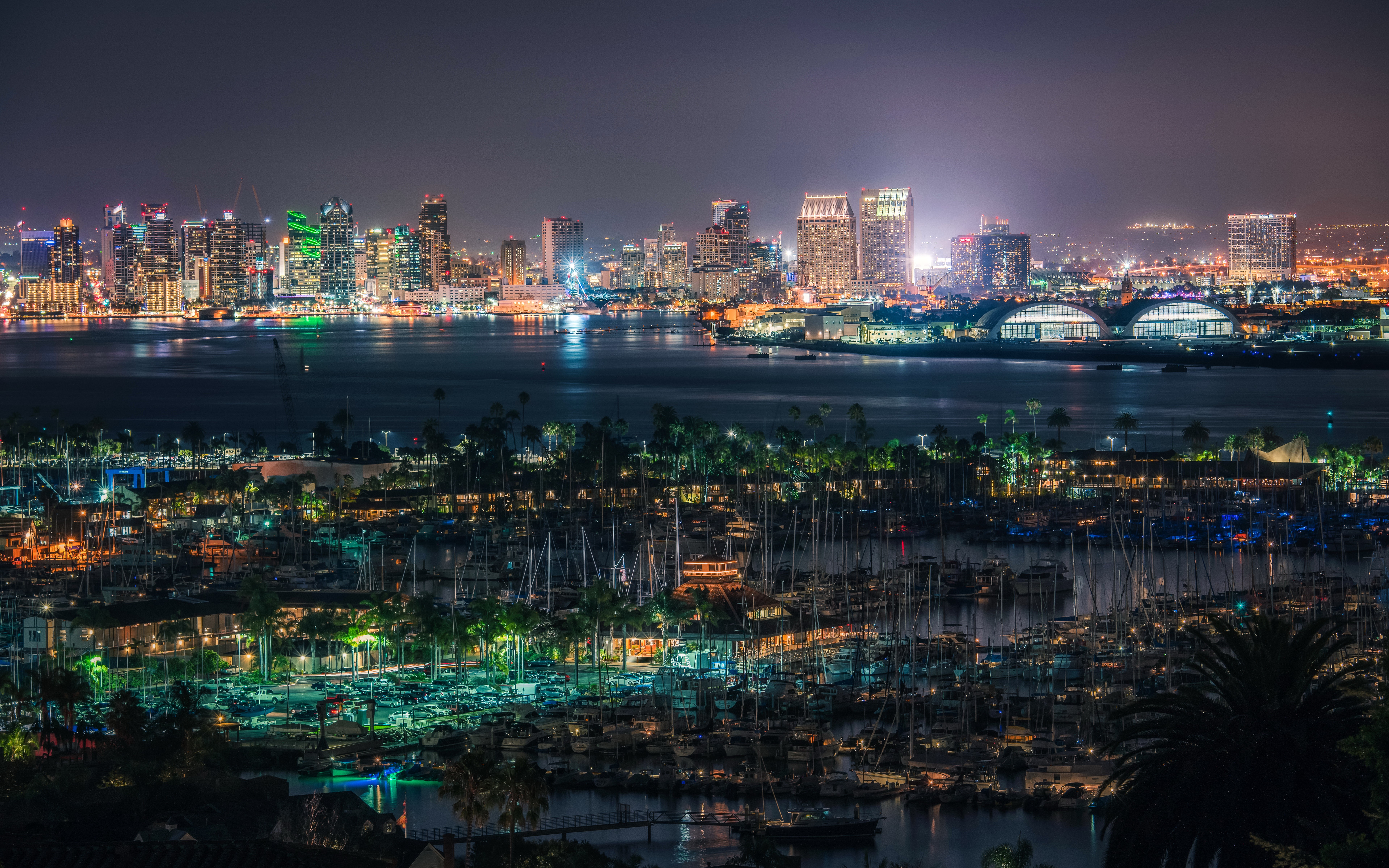 San Diego skyline notturno marina, 7675x4797 UHD, Monitor 4K