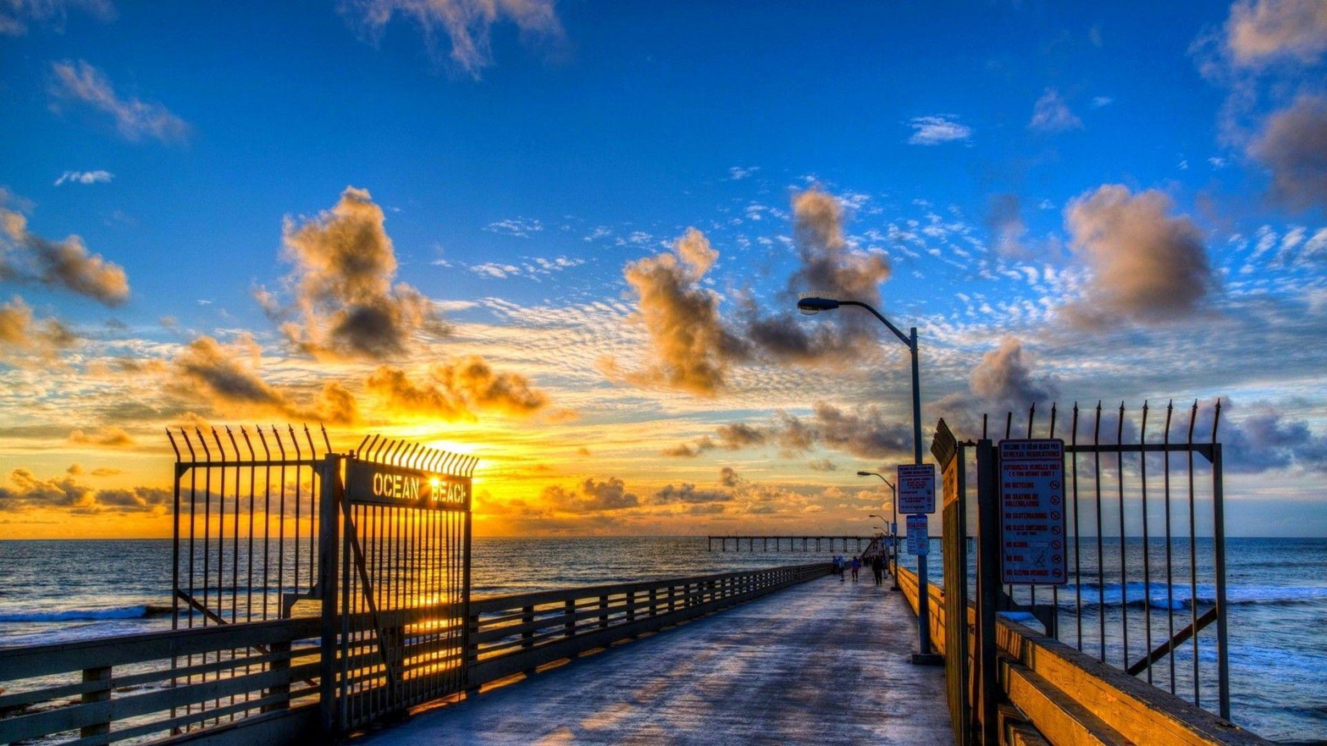 Molo Ocean Beach San Diego tramonto, 1920x1080 Full HD, Desktop