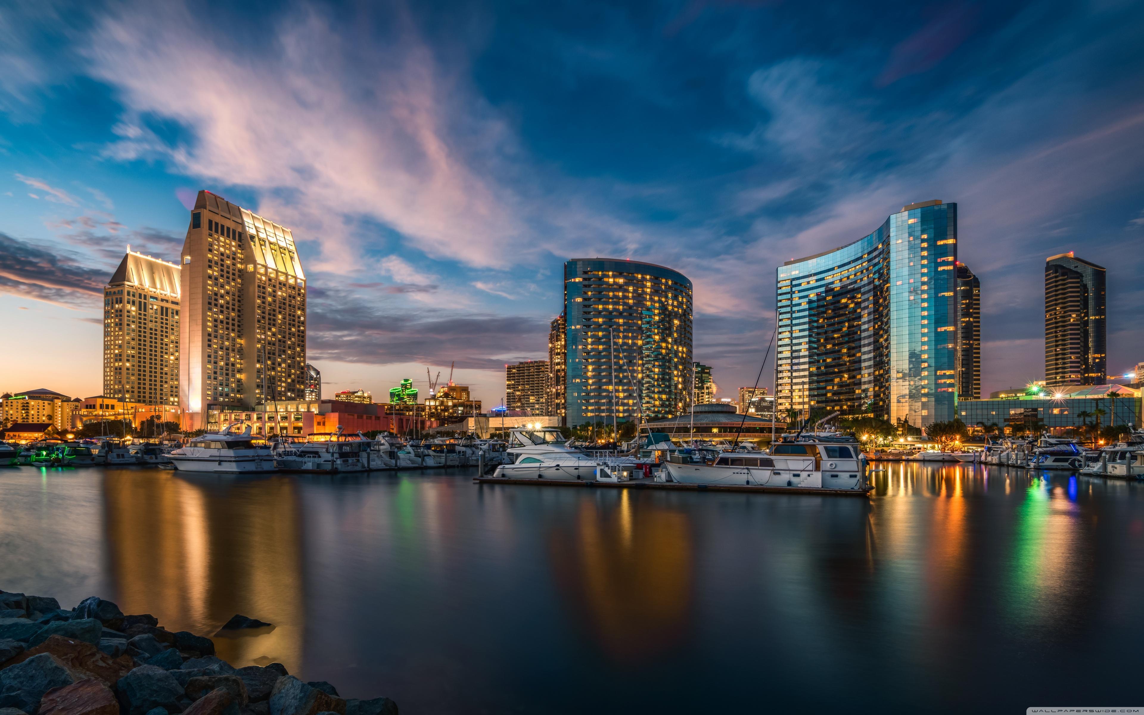 Skyline di San Diego al tramonto, 3840x2400 Ultra HD, Monitor 4K