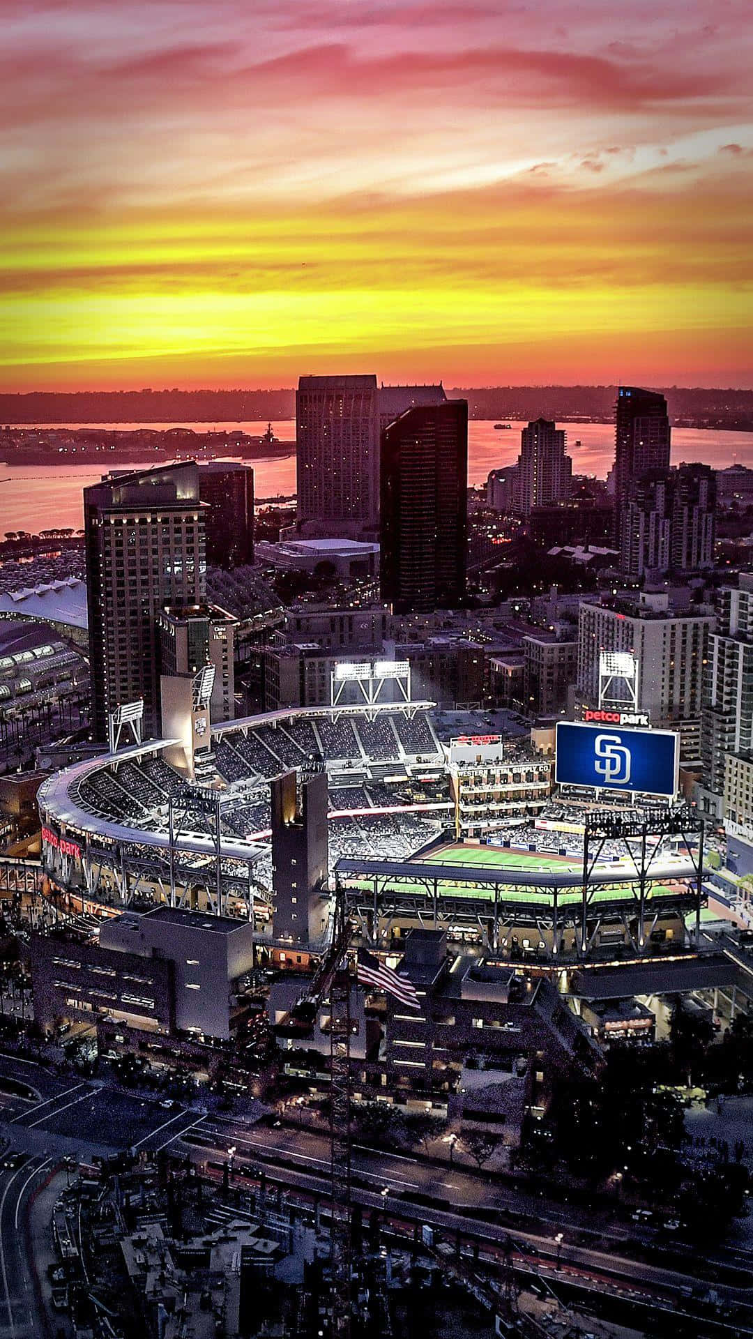 Stadio baseball San Diego tramonto, 1080x1920 Verticale, Telefono
