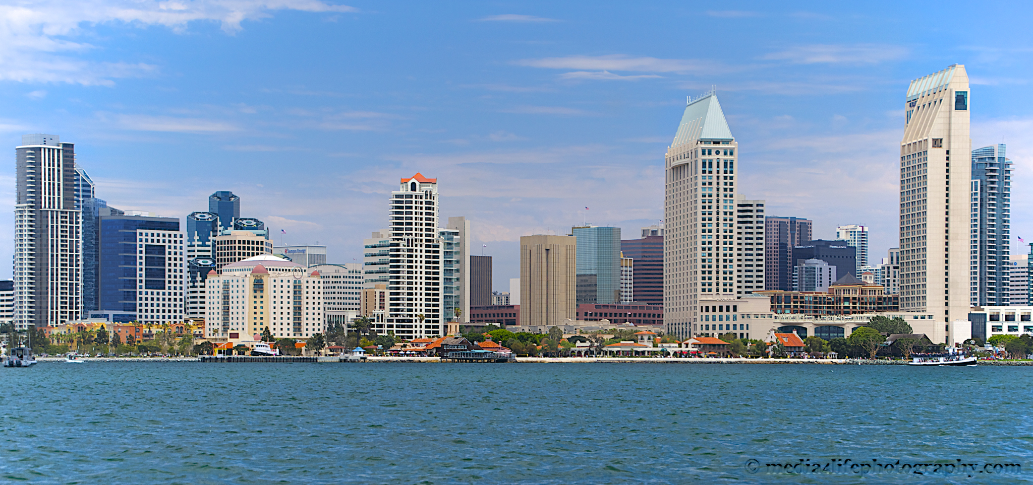 Skyline San Diego, baia, 2048x963 2K, PC Desktop