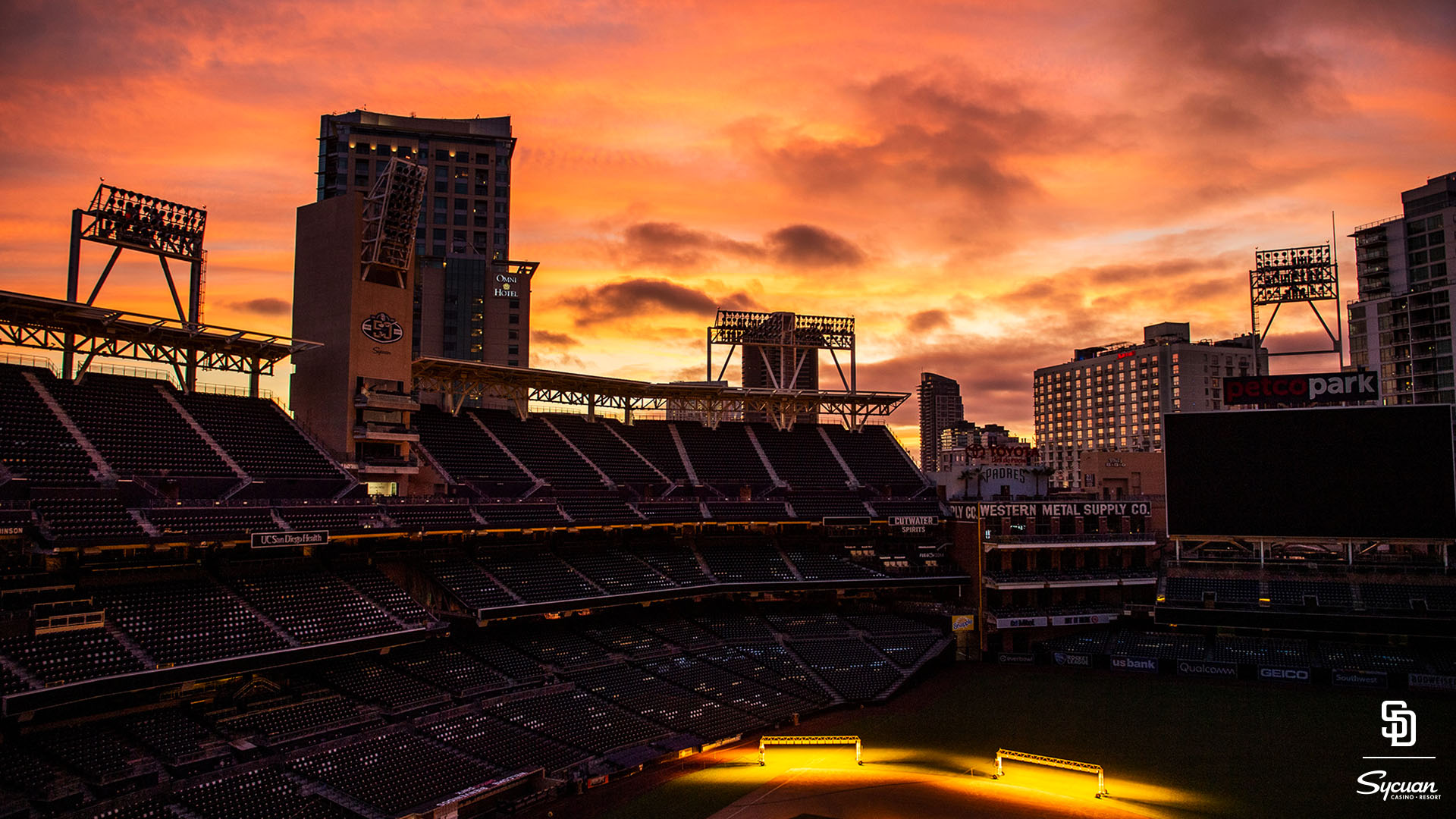 Stadio baseball tramonto Padres, 1920x1080 Full HD, Laptop