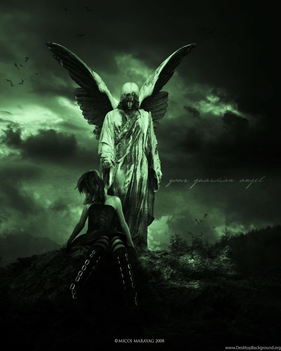 Angelo custode alato verde, 960x1200 Verticale, Android