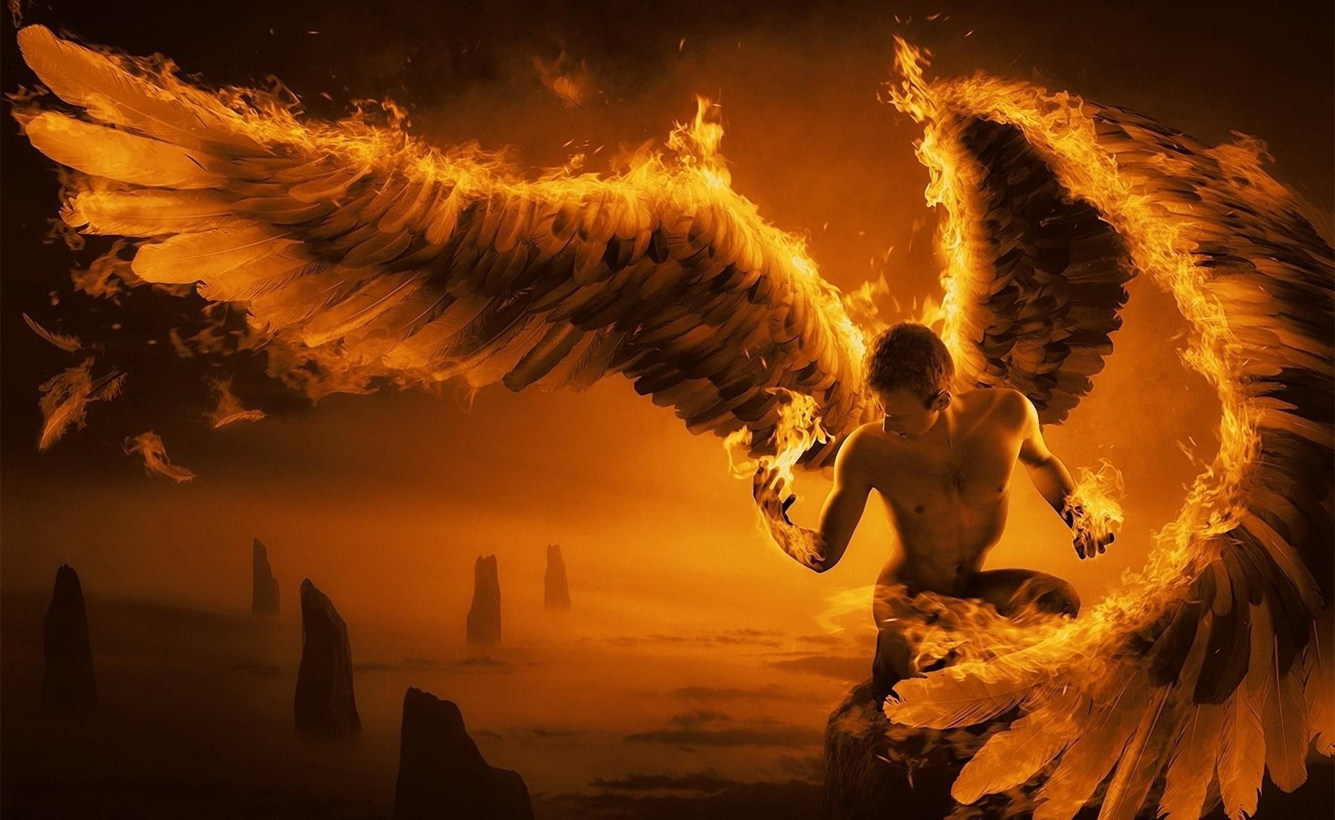 Angelo con ali di fuoco, 1920x1180 Full HD 1080p, Desktop