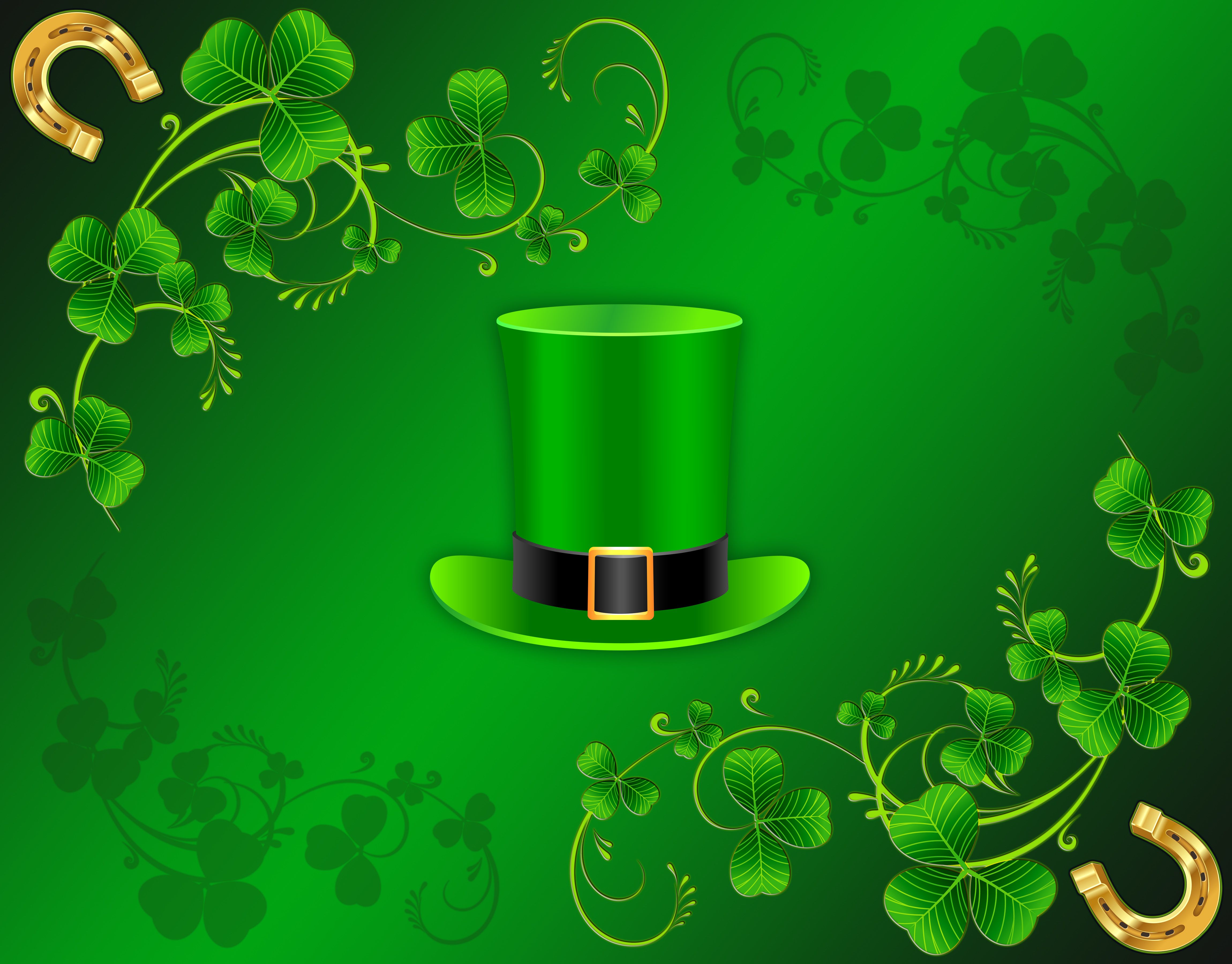 Cappello verde con trifogli e ferri di cavallo, 4600x3600 4K, Smart TV 4K