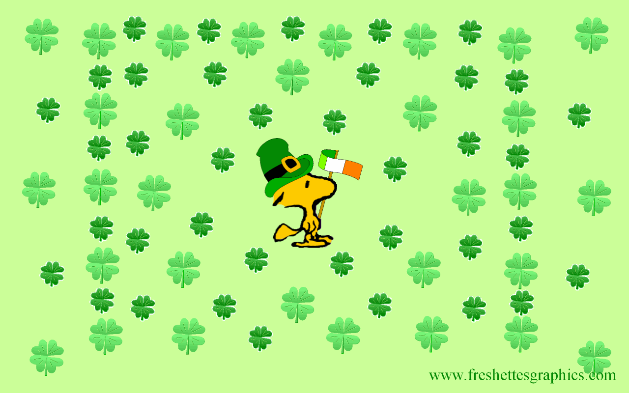 Snoopy con cappello irlandese trifogli, 1280x800 720p, PC
