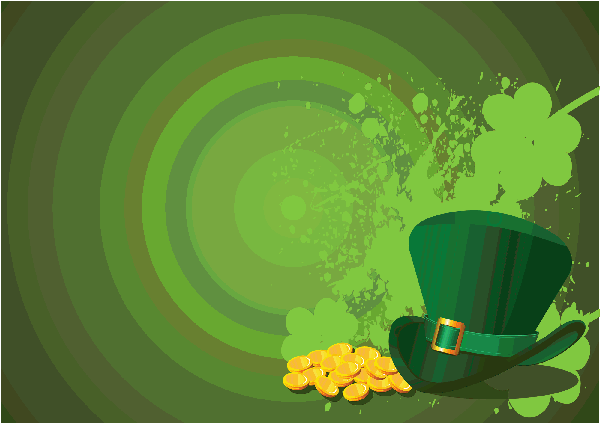 Cappello leprechaun e monete oro, 2000x1415 alta risoluzione, Desktop