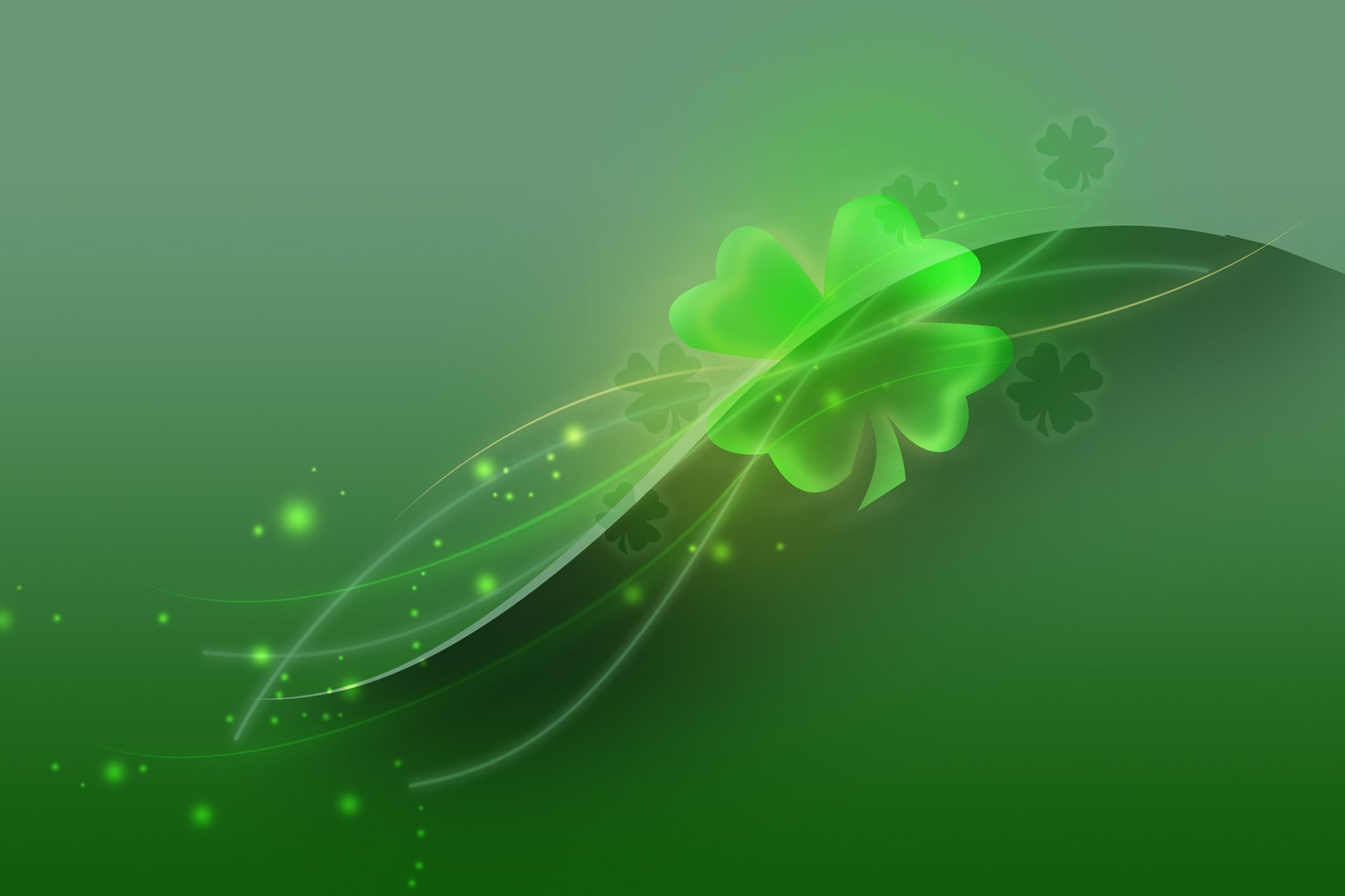Trifoglio verde luminoso, sfondo verde, 2000x1333 2K, PC