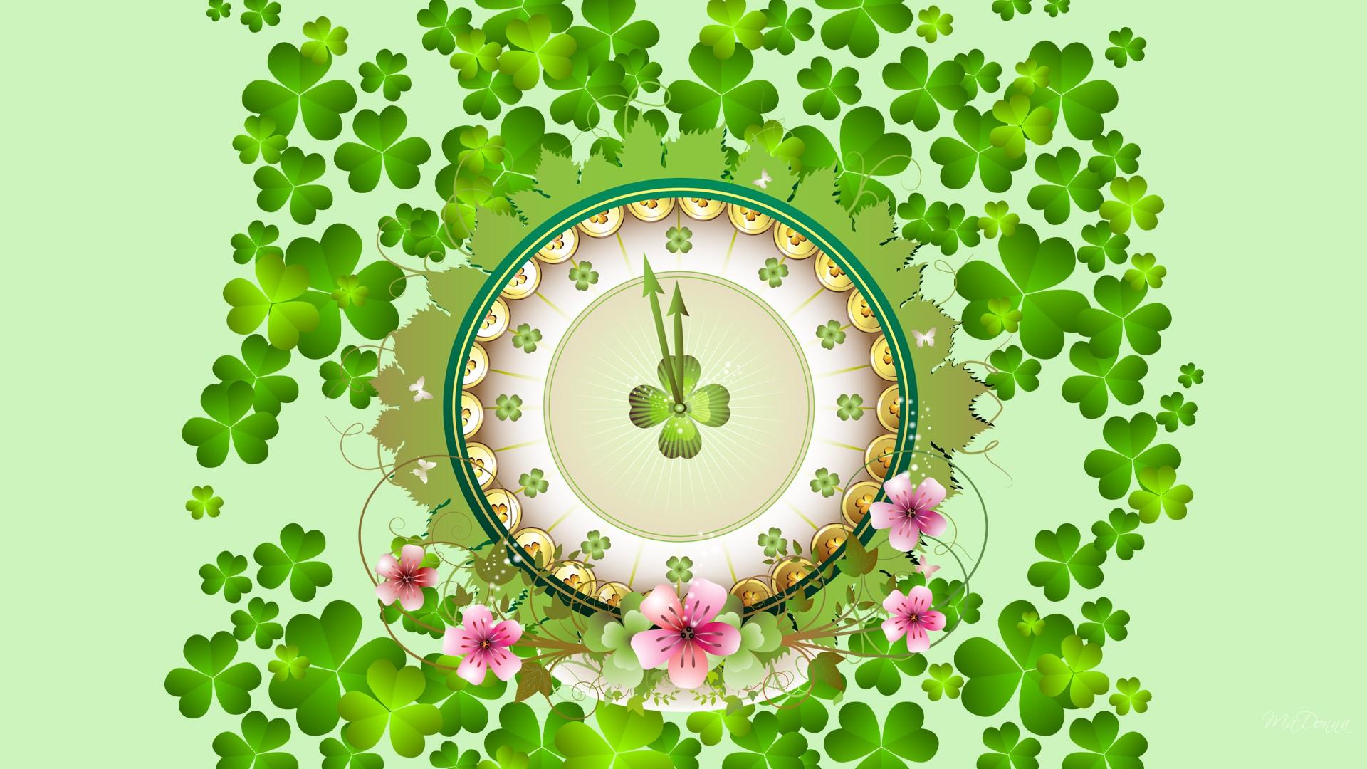 Orologio con trifogli verdi, 1920x1080 Full HD 1080p, PC Desktop
