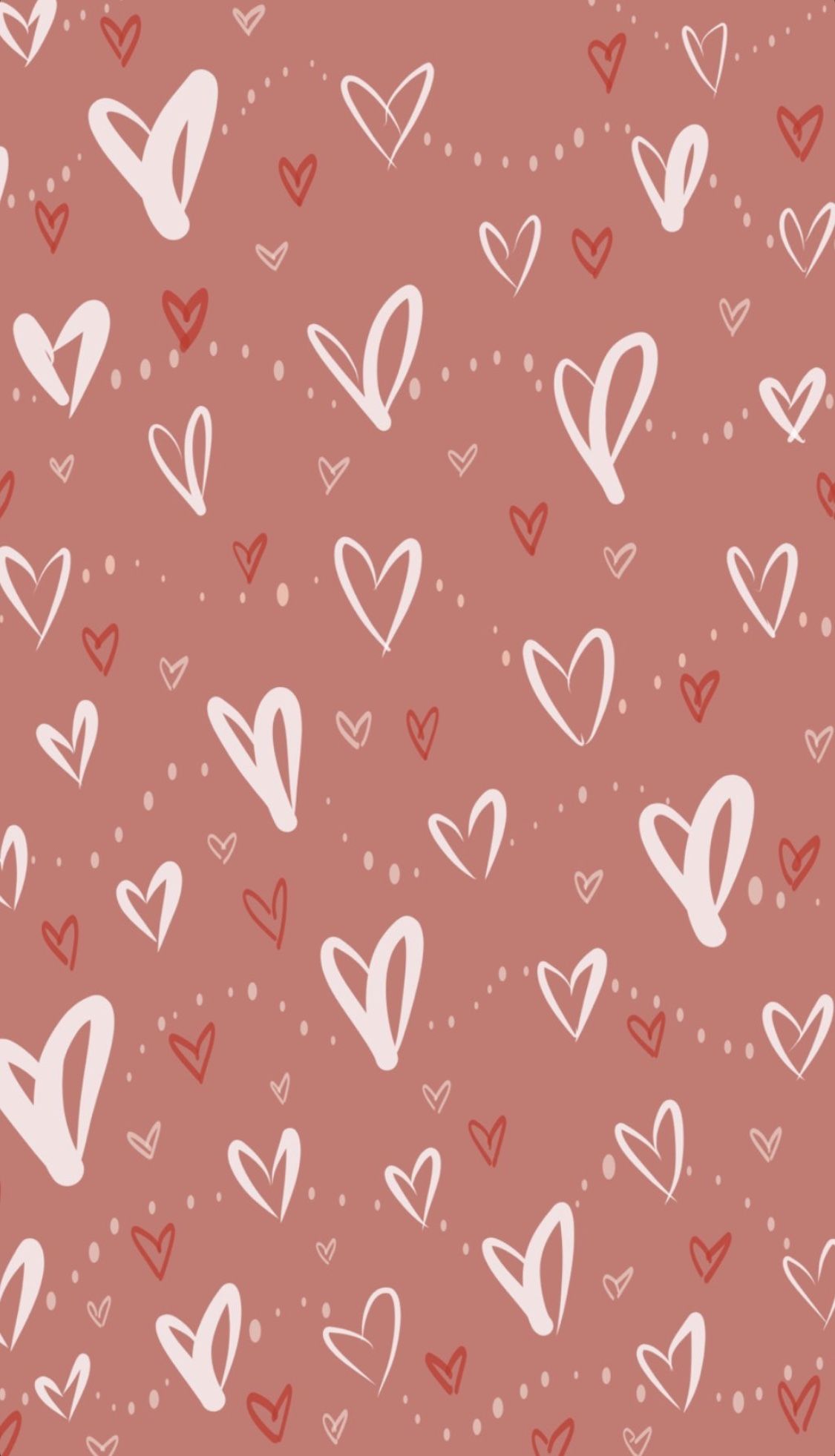 Cuori disegnati sfondo rosa, 1125x1963 Full HD Verticale, Smartphone