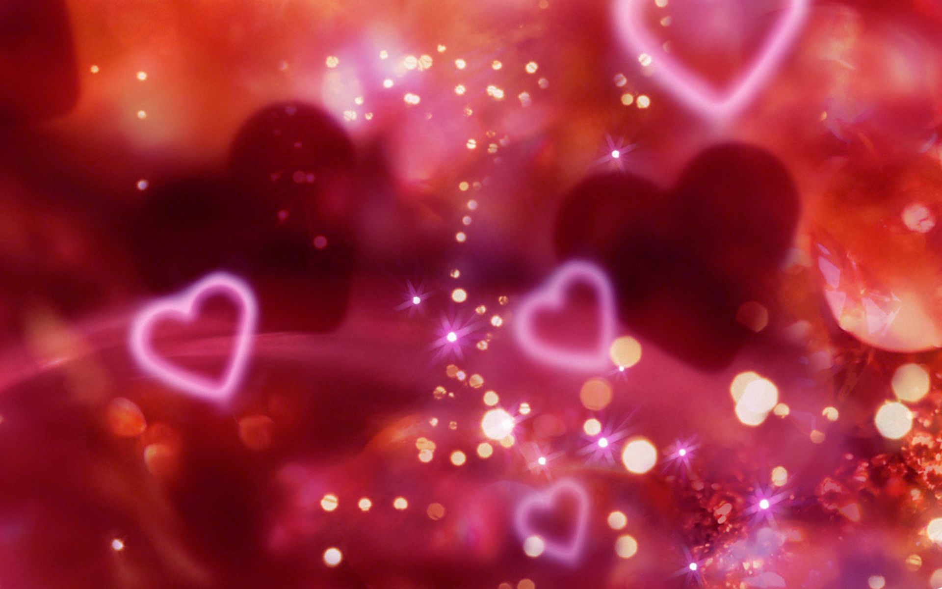 Cuori luminosi sfondo rosso, 1920x1200 Full HD+ WUXGA, PC