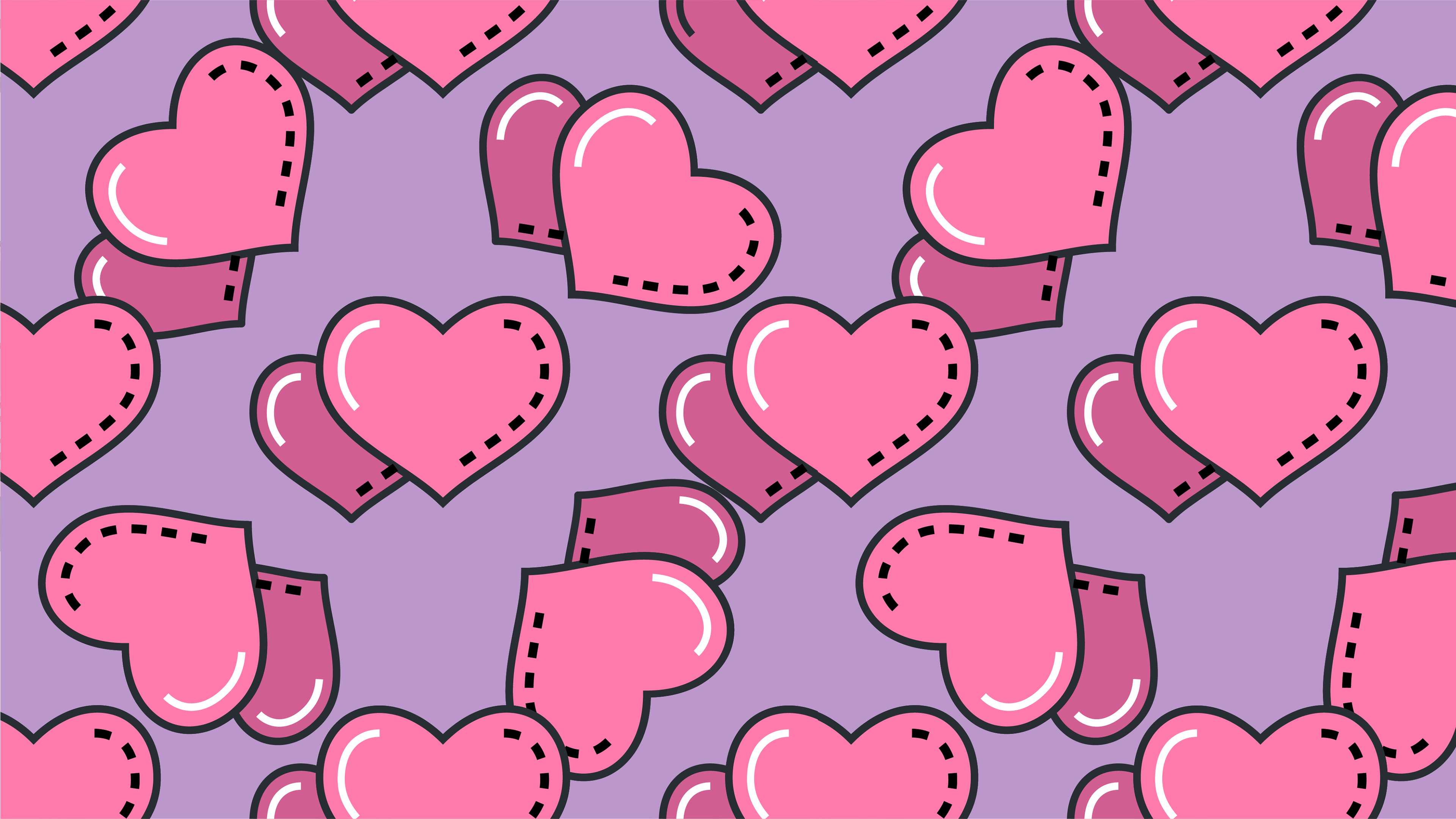 Cuori rosa pattern viola, 3840x2160 4K, Desktop 4K