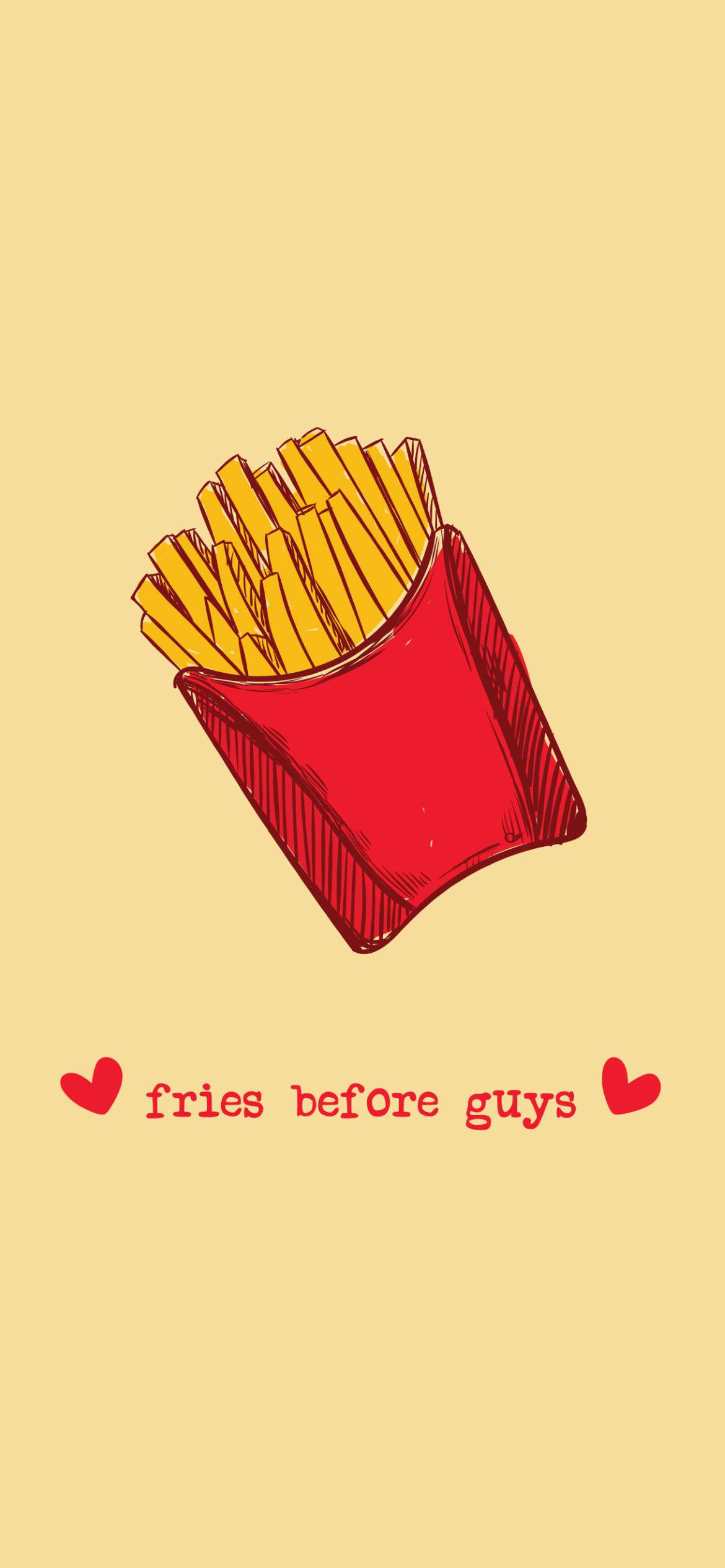 Patatine fritte con scritta cuori, 1170x2531 Full HD Verticale, Smartphone