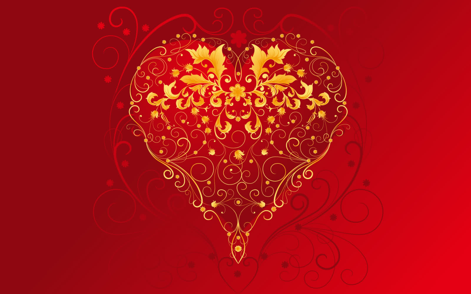 Cuore dorato ornamentale rosso, 1600x1000 900p, Desktop