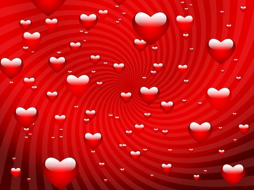 Cuori rosa su vortice rosso, 1024x768 HD, PC