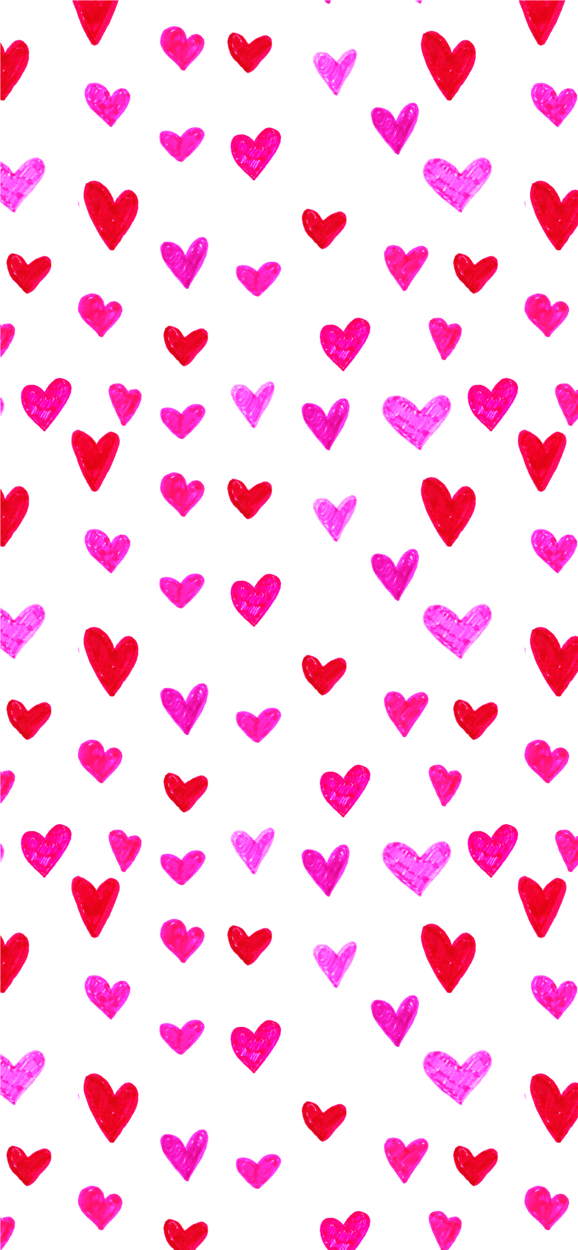 Cuori rossi e rosa dipinti, 1183x2560 Verticale, Mobile
