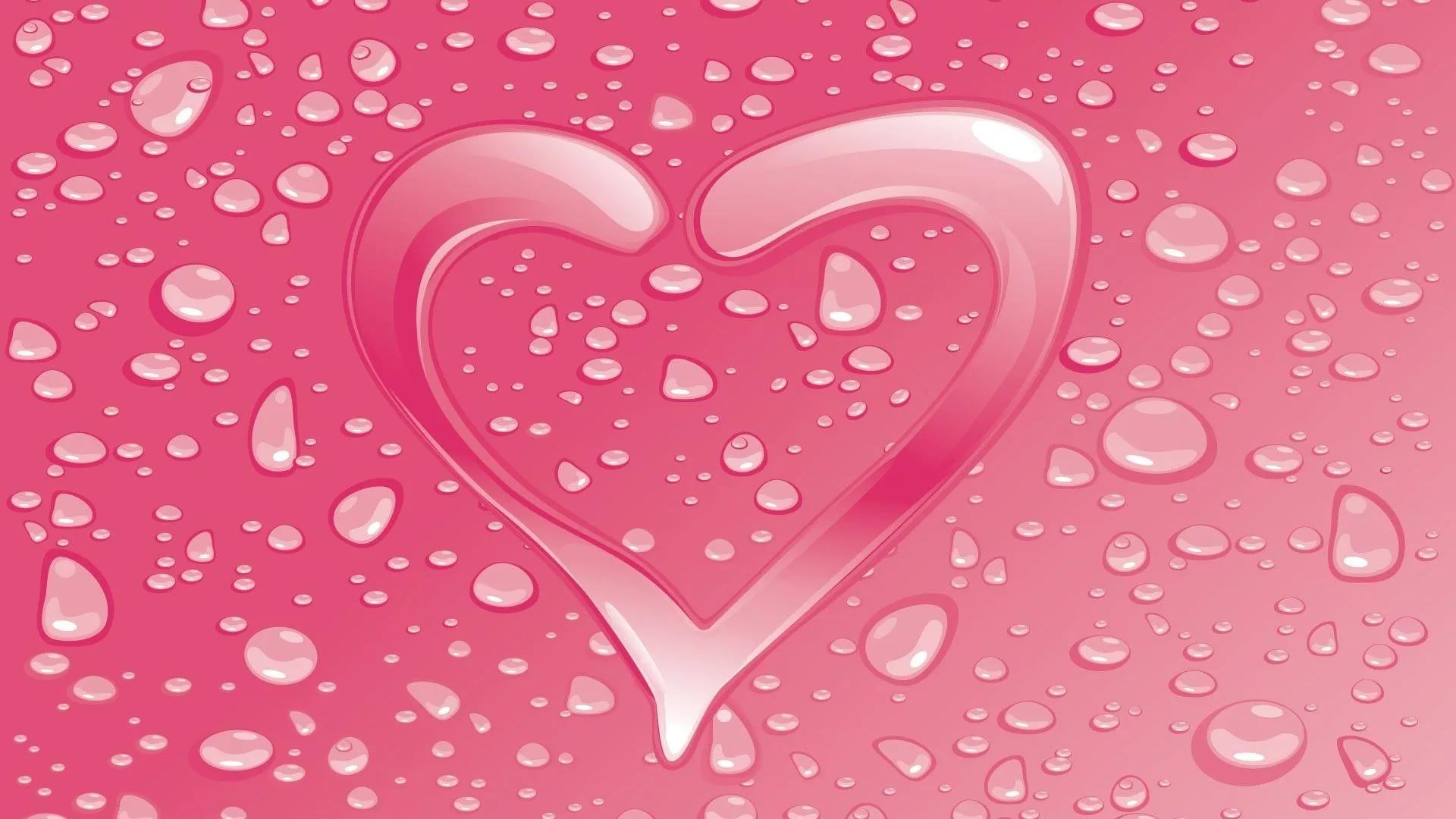 Cuore con gocce d'acqua rosa, 1920x1080 Full HD, PC