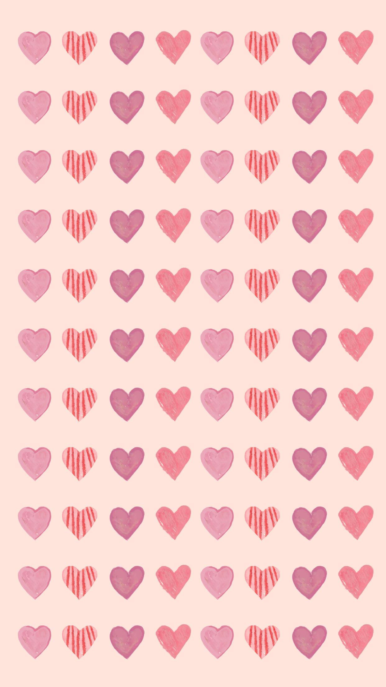 Cuoricini rosa pattern, 1242x2208 Verticale, Telefono