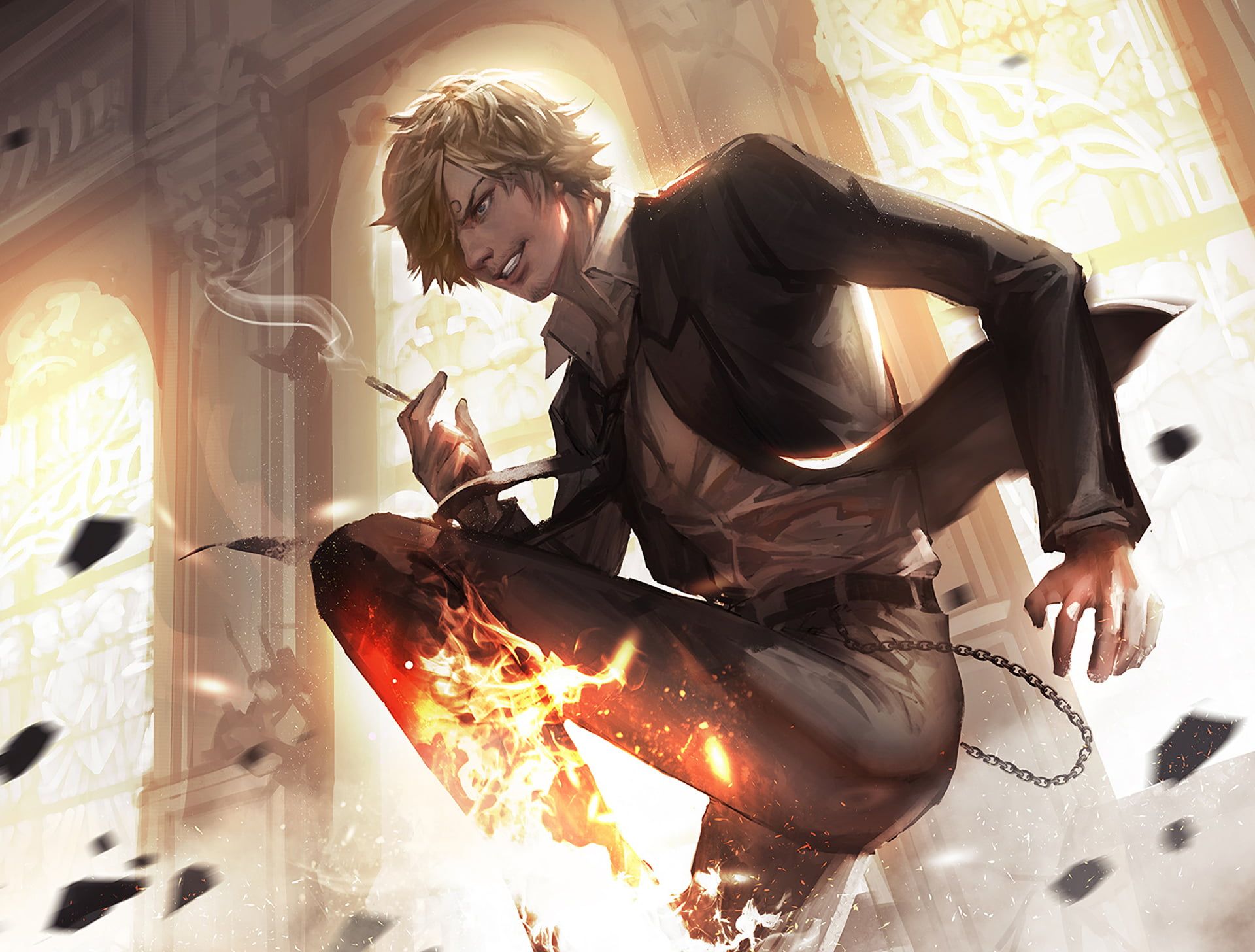 Sanji One Piece calcio fiammeggiante, 1920x1456 Full HD+, Laptop