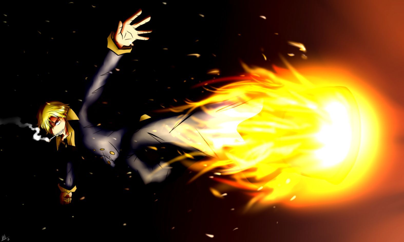 Sanji One Piece calcio fiammeggiante, 1574x942 HD, Desktop