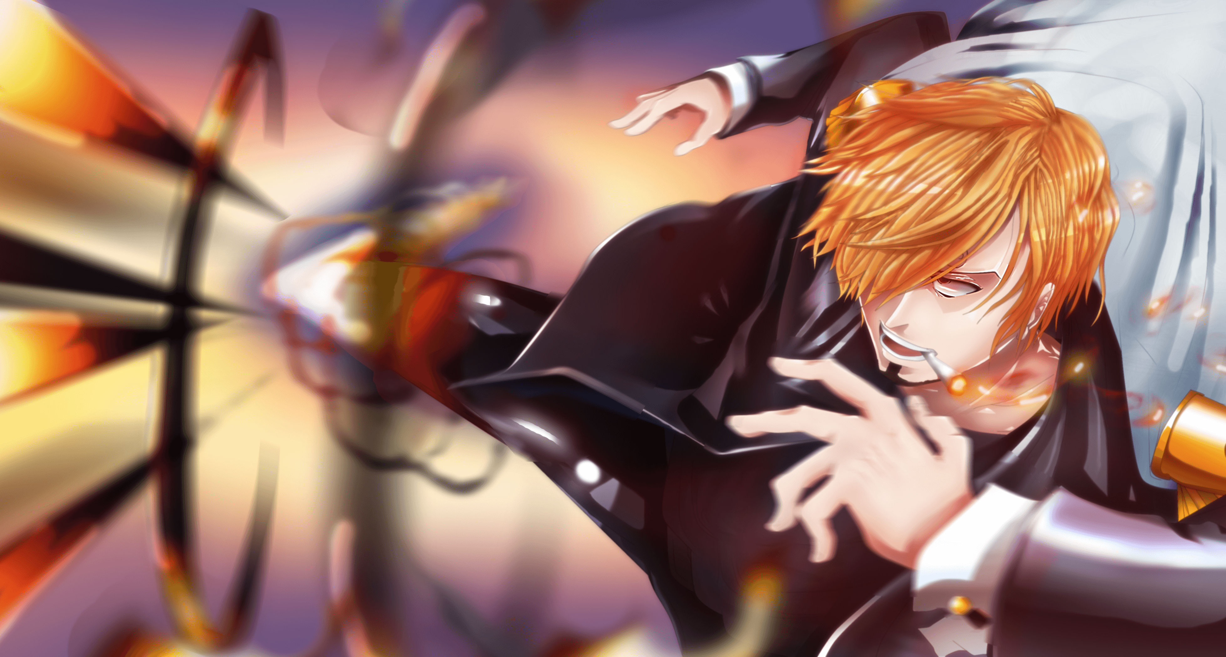 Sanji One Piece calcio infuocato, 3920x2100 Ultra HD, Monitor 4K