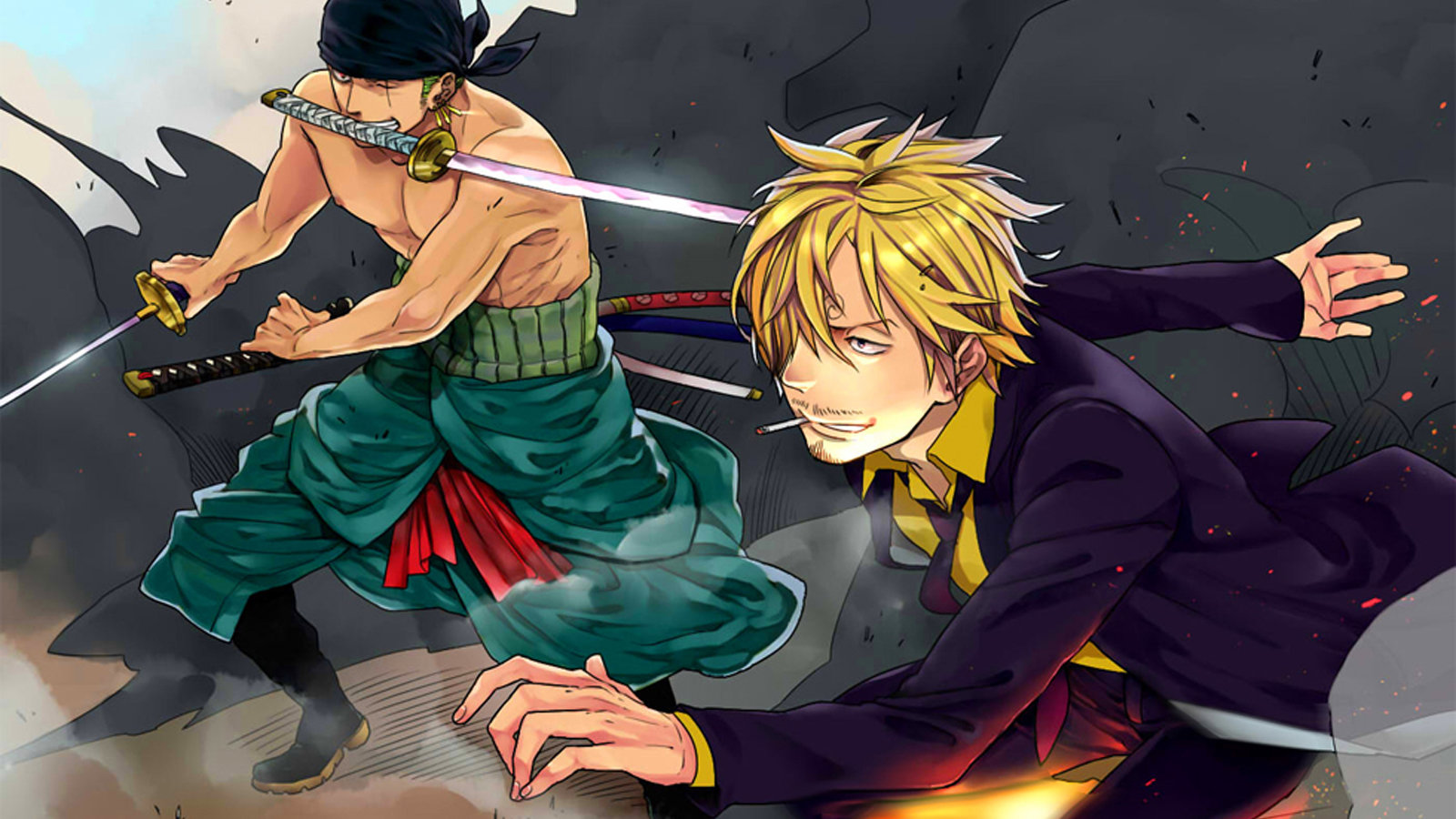 Zoro e Sanji, One Piece, spadaccino, 1600x900 900p, PC