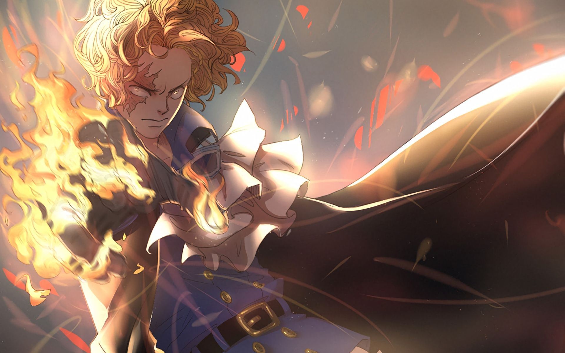 Sanji One Piece con fuoco, 1920x1200 Full HD+ WUXGA, Desktop