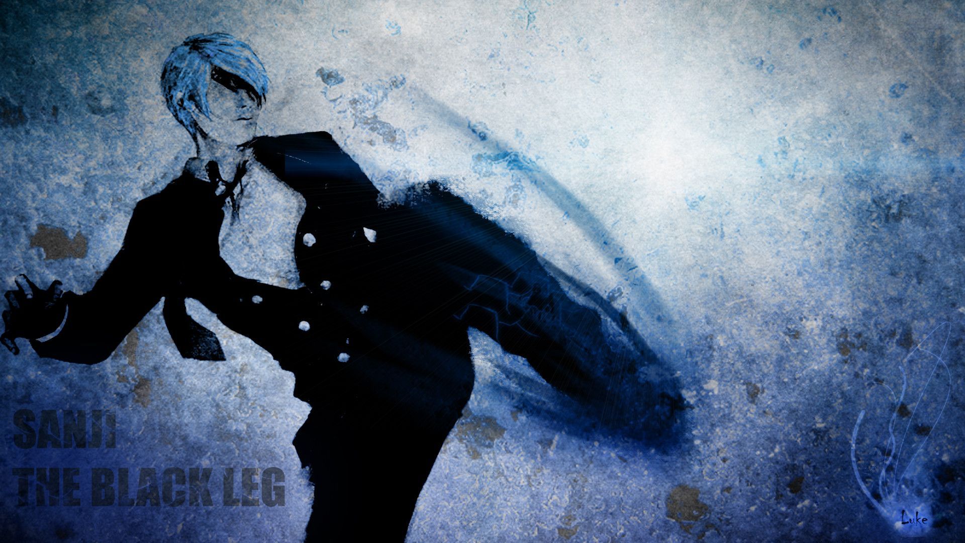Sanji One Piece silhouette blu, 1920x1080 1080p, Desktop