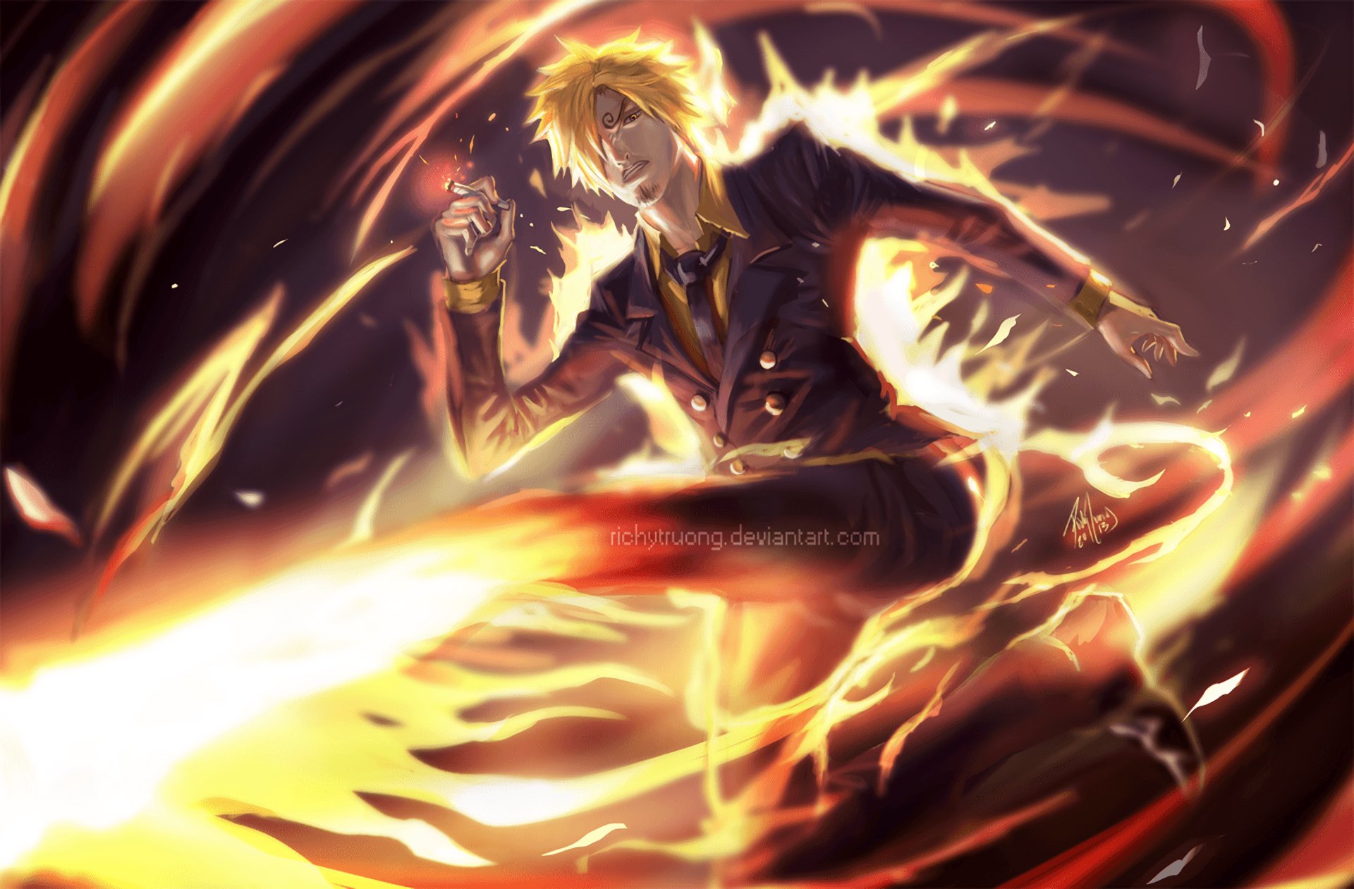 Sanji One Piece calcio fuoco, anime pirati, 1920x1261 Full HD+ WUXGA, Desktop