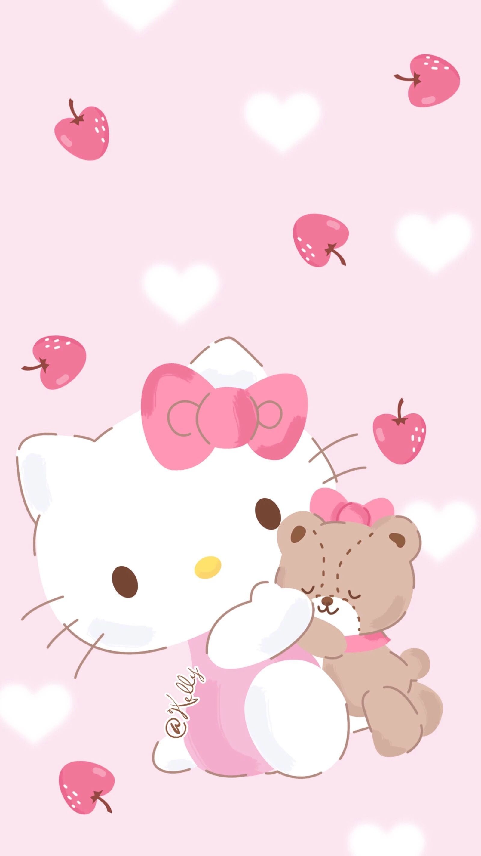 Hello Kitty con orsetto rosa, Sanrio, 1600x2845 Verticale, iPhone Air
