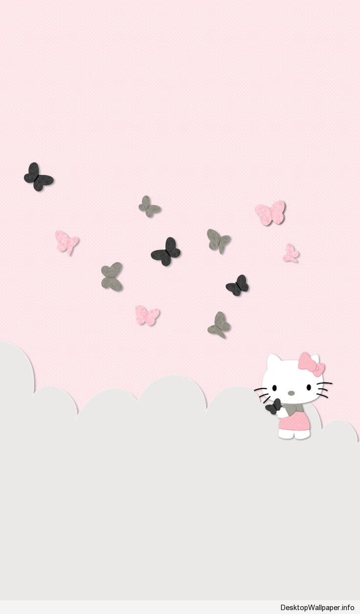 Hello Kitty con farfalle, 736x1254 Full HD Verticale, iPhone Air