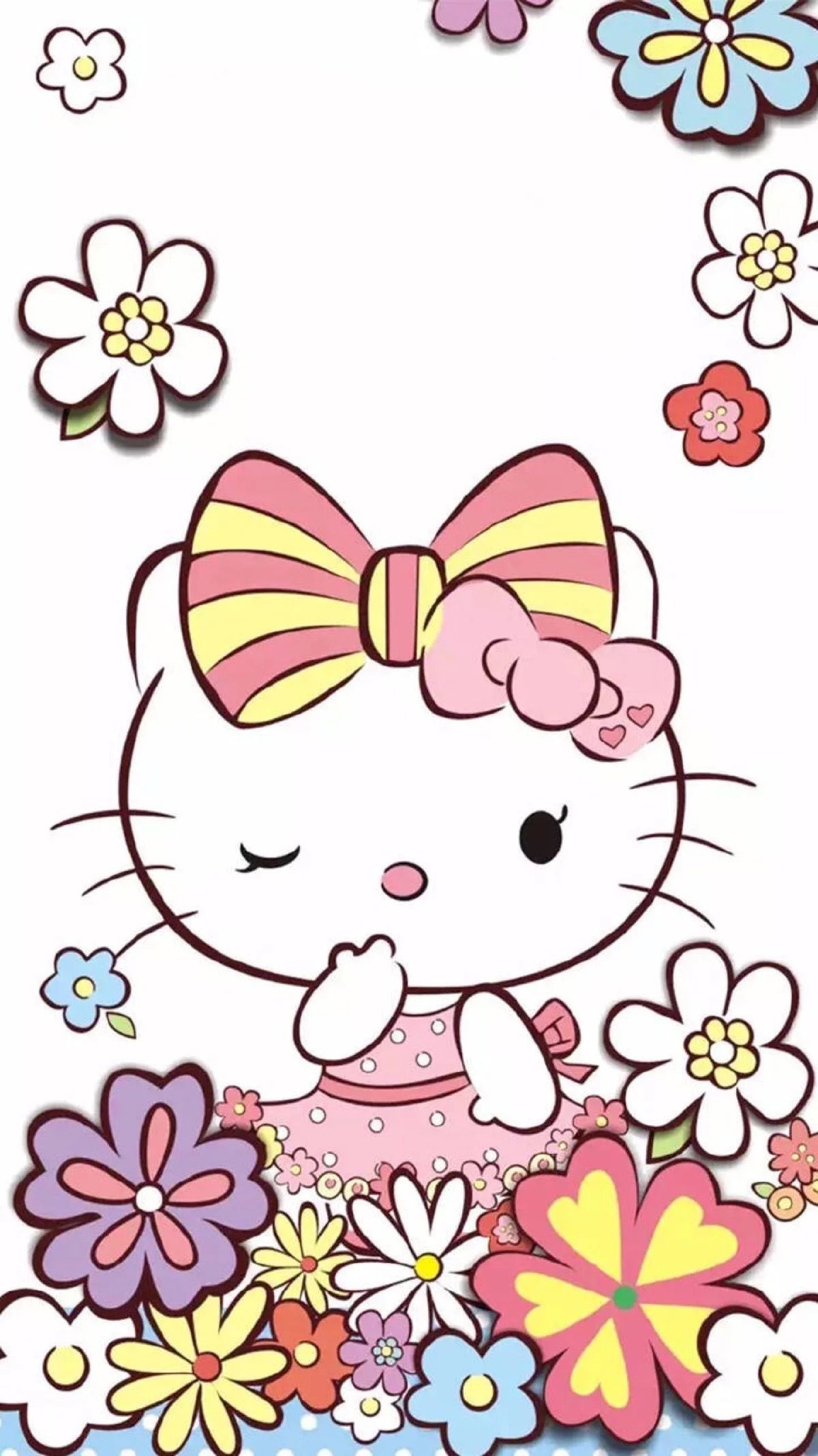 Hello Kitty fiori colorati, 1200x2135 Full HD Verticale, iPhone Plus