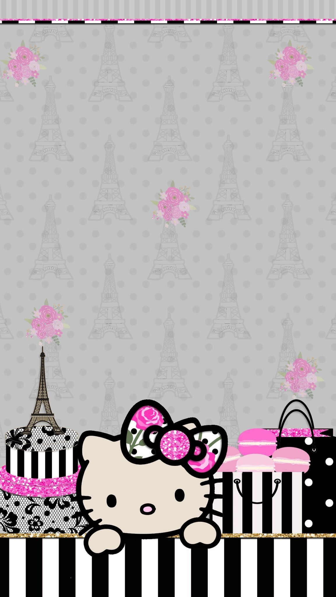 Hello Kitty Torre Eiffel Parigi, monumento, 1152x2048 Verticale, iPhone Plus