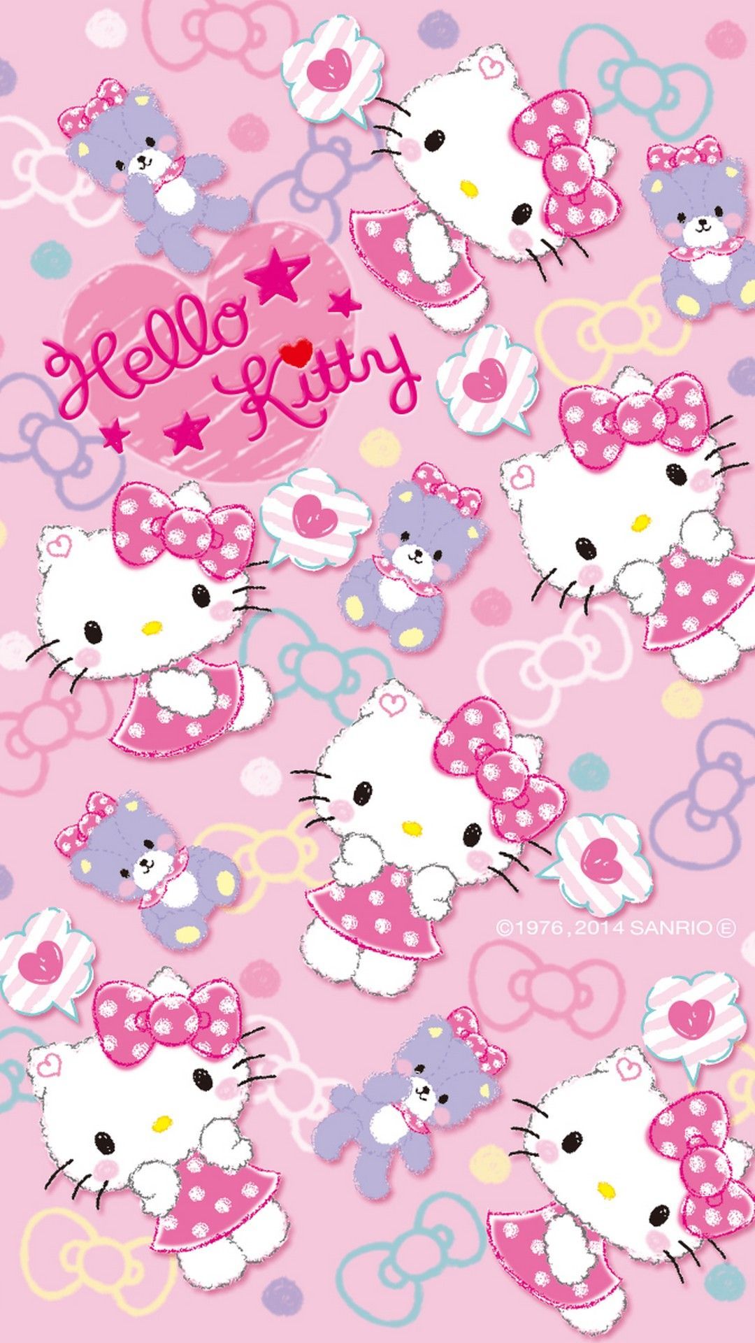 Hello Kitty pattern rosa, 1080x1920 Verticale, iPhone Pro Max