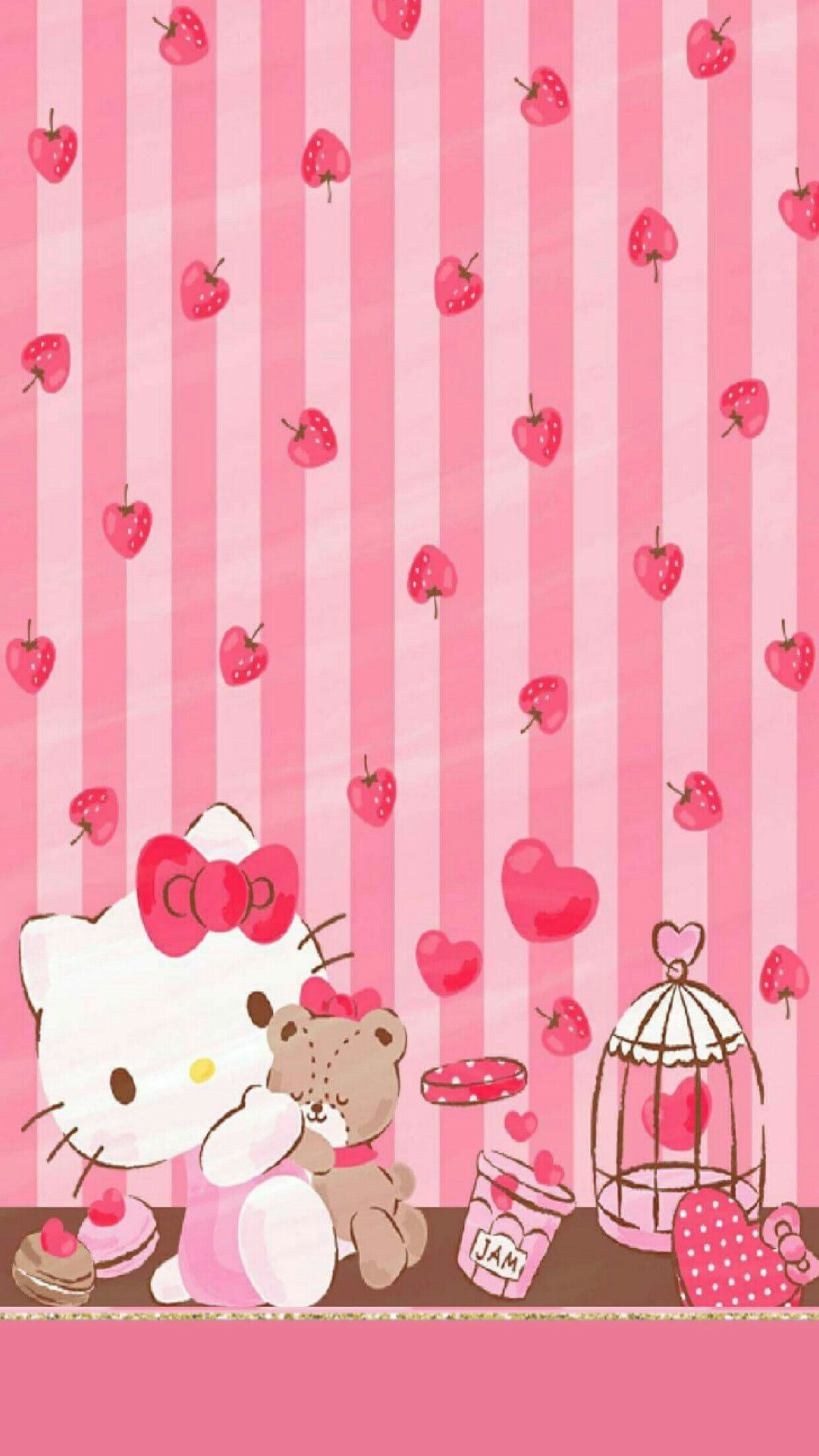 Hello Kitty fragole rosa, 1242x2208 Verticale, iPhone