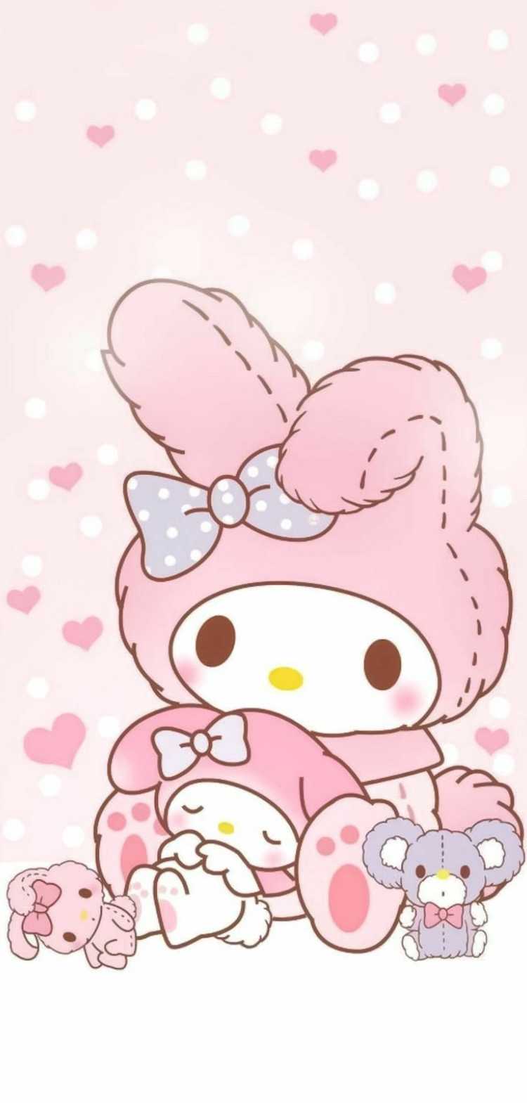 My Melody rosa cuori, 750x1569 Verticale, Telefono