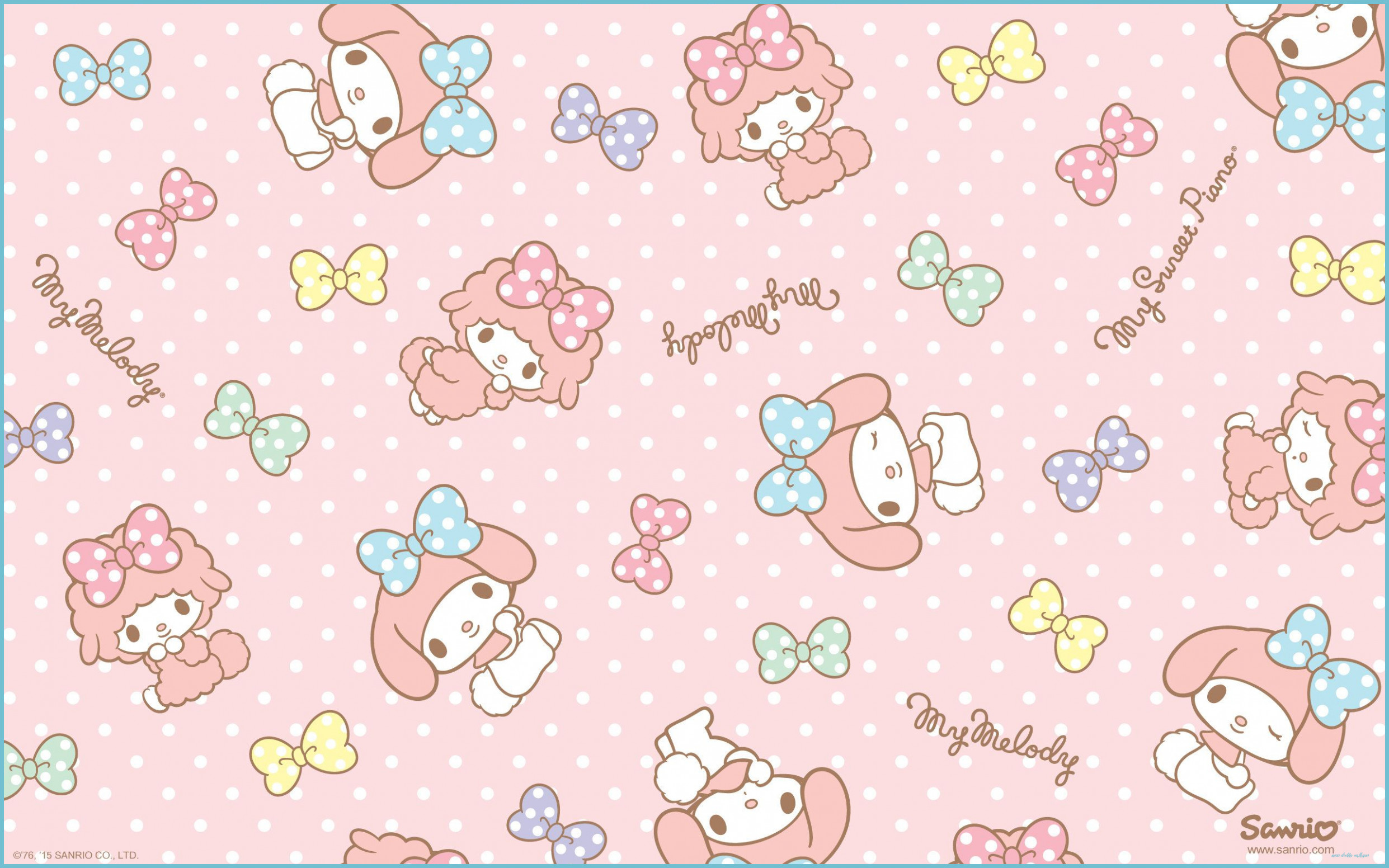 My Melody fiocchi pattern rosa, 2483x1552 alta risoluzione, PC