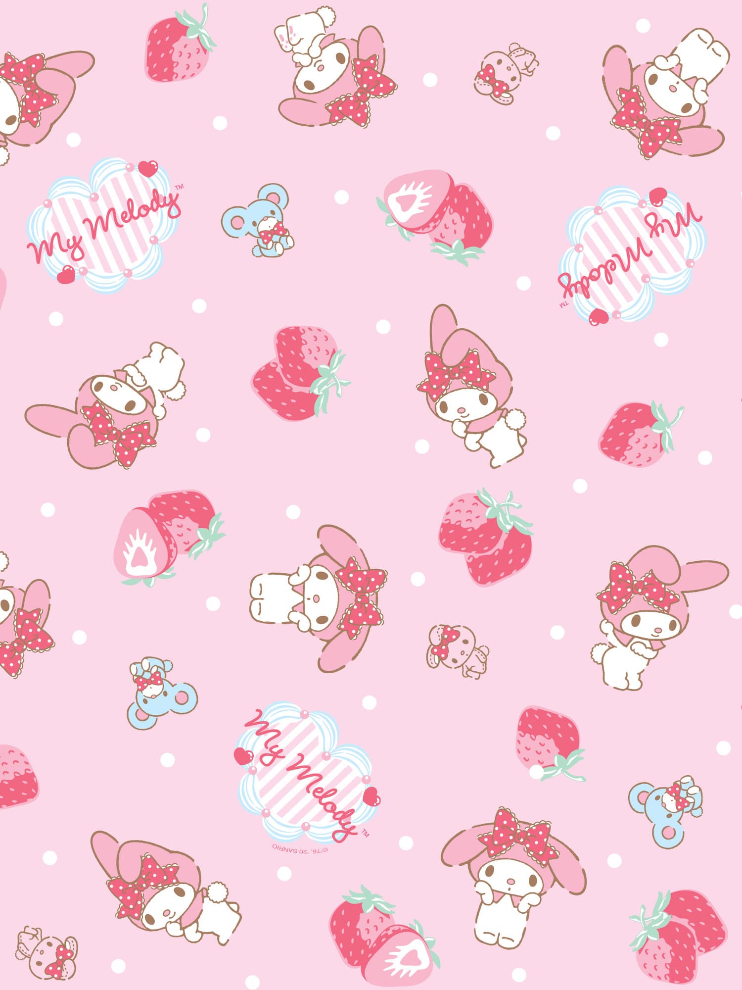 My Melody fragole pattern rosa, 1500x2000 Full HD Verticale, Samsung Galaxy