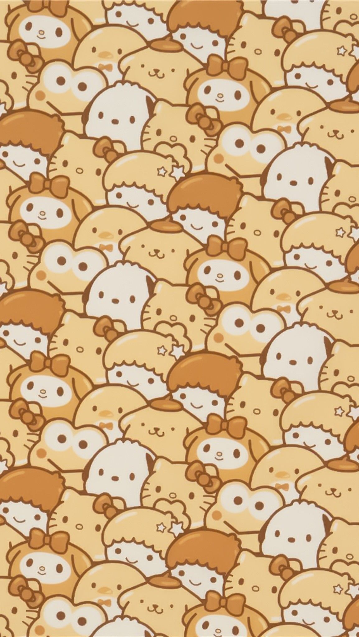 Pompompurin pattern beige affollato, 1154x2048 Full HD Verticale, Smartphone
