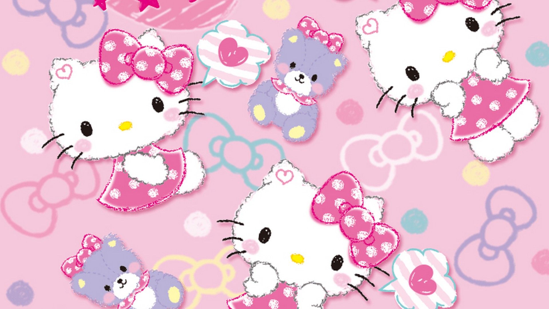 Hello Kitty orsetti pattern rosa, 1920x1080 1080p, PC