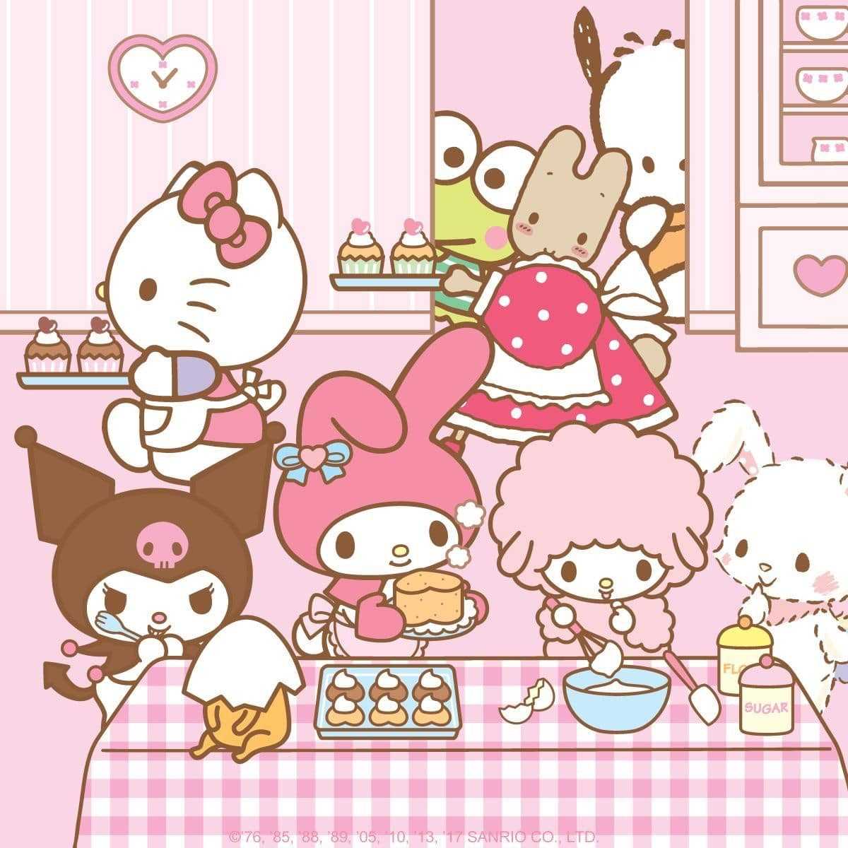personaggi Sanrio cucina cupcake, personaggi kawaii giapponesi, 1200x1200 HD, PC