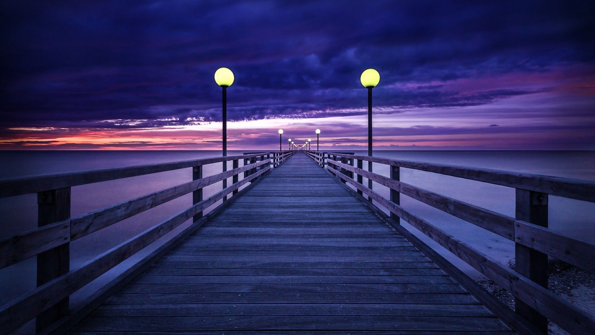 molo di notte al tramonto, 1920x1080 Full HD 1080p, Laptop