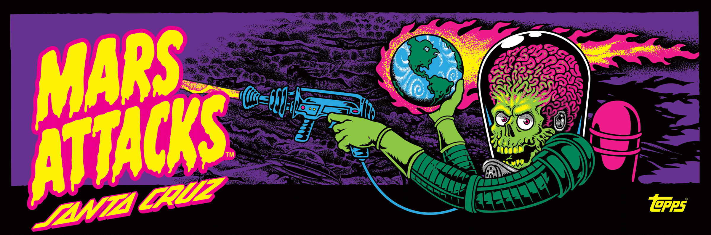 Mars Attacks Santa Cruz alieno, 2400x794 Ultrawide, iMac